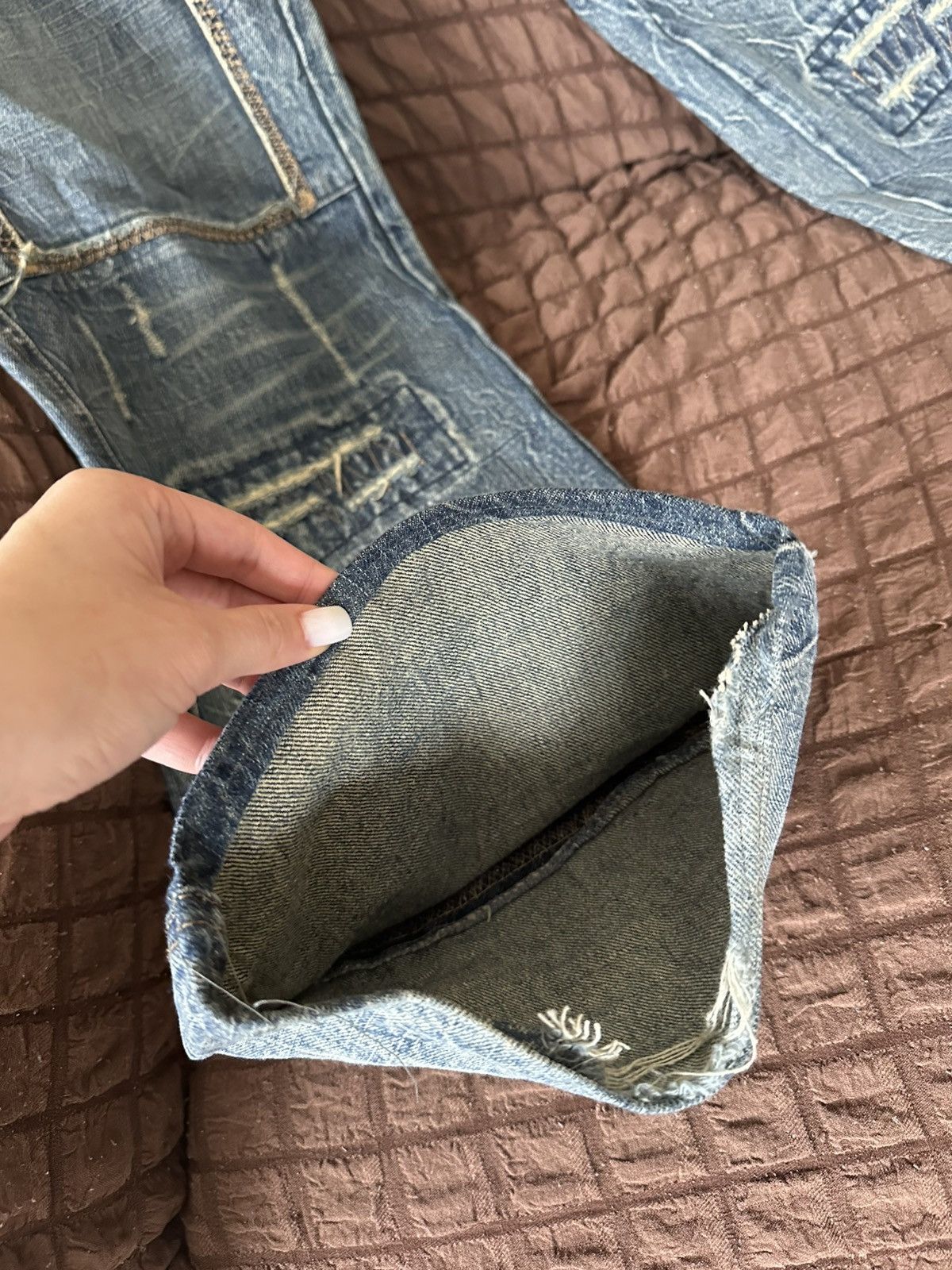 Vintage Vintage Distressed Patchwork Denim Jeans with Mesh Panels Size US 36 / EU 52 - 10 Thumbnail