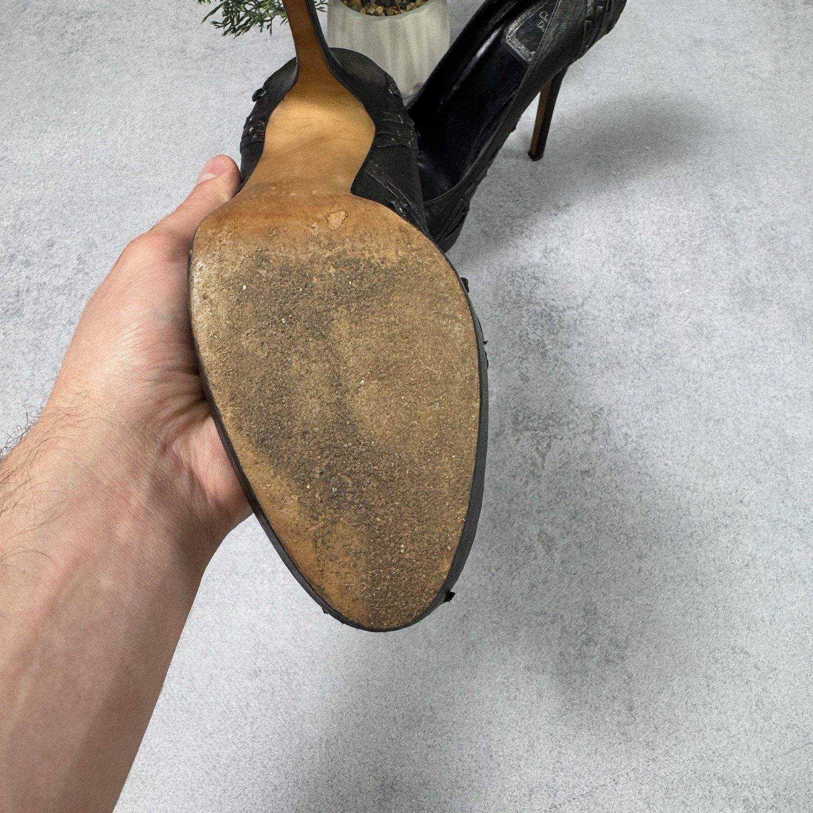 Dior CHRISTIAN DIOR Braided Leather Platform Pumps Black size 39 Size US 9 / IT 39 - 10 Thumbnail
