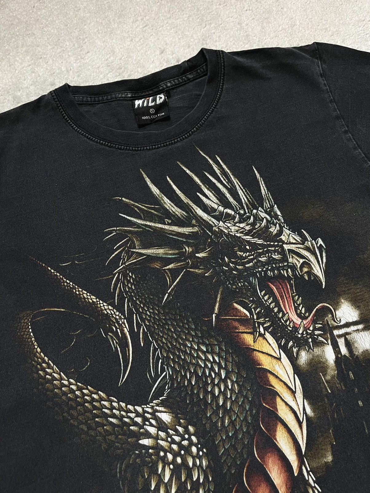 Vintage Vintage Black Green T-Shirt Tee Big Print Dragon Fantasy Size US S / EU 44-46 / 1 - 4 Thumbnail