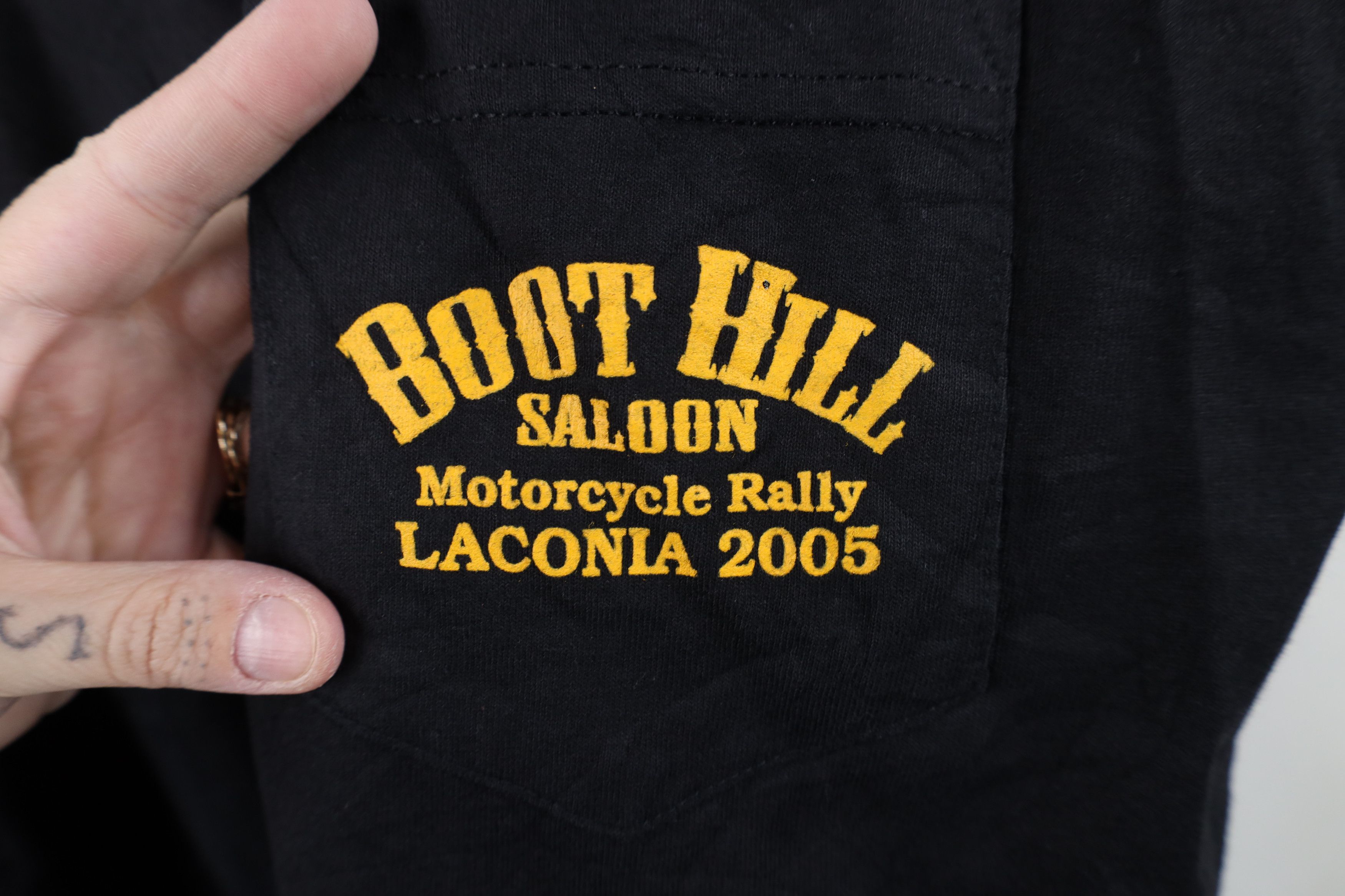Vintage Vintage Y2K 2005 Saloon Motorcycle Eagle Laconia T-Shirt Size US L / EU 52-54 / 3 - 4 Thumbnail
