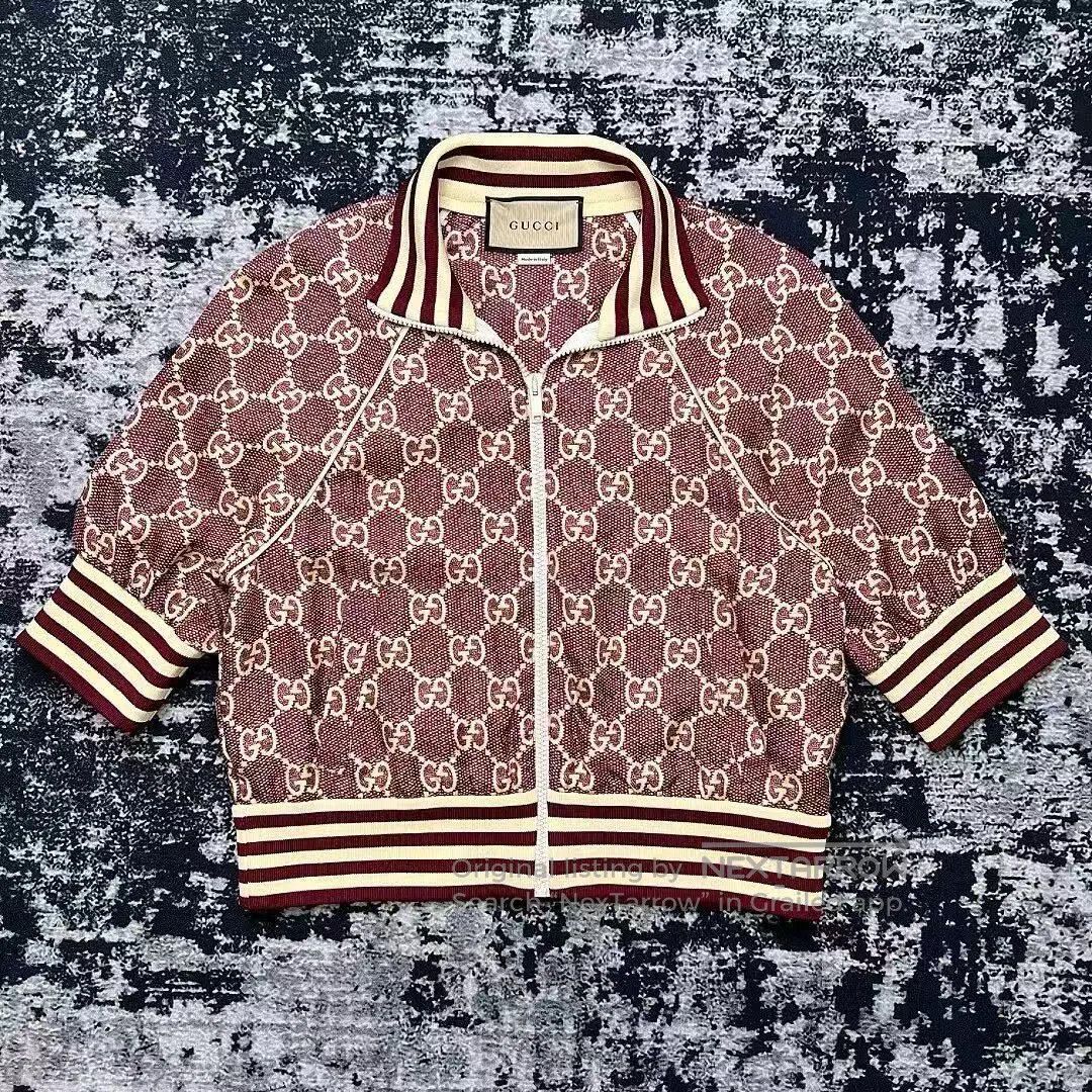 Gucci Guicci Red All-Over Print Mulberry Silk Short Sleeve Jacke Size XS / US 0-2 / IT 36-38 - 1 Thumbnail