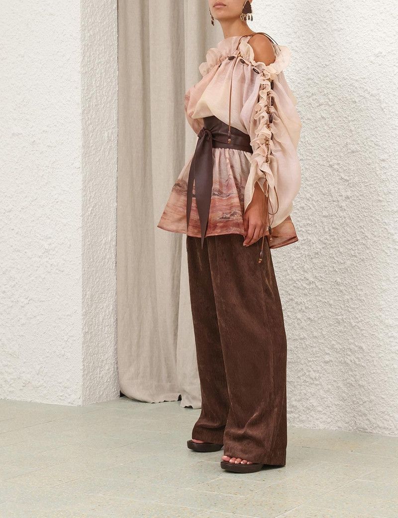Zimmermann oc11z0226 Illuminate Cord Wide Leg Pants In Brown Size 28" / US 6 / IT 42 - 3 Thumbnail