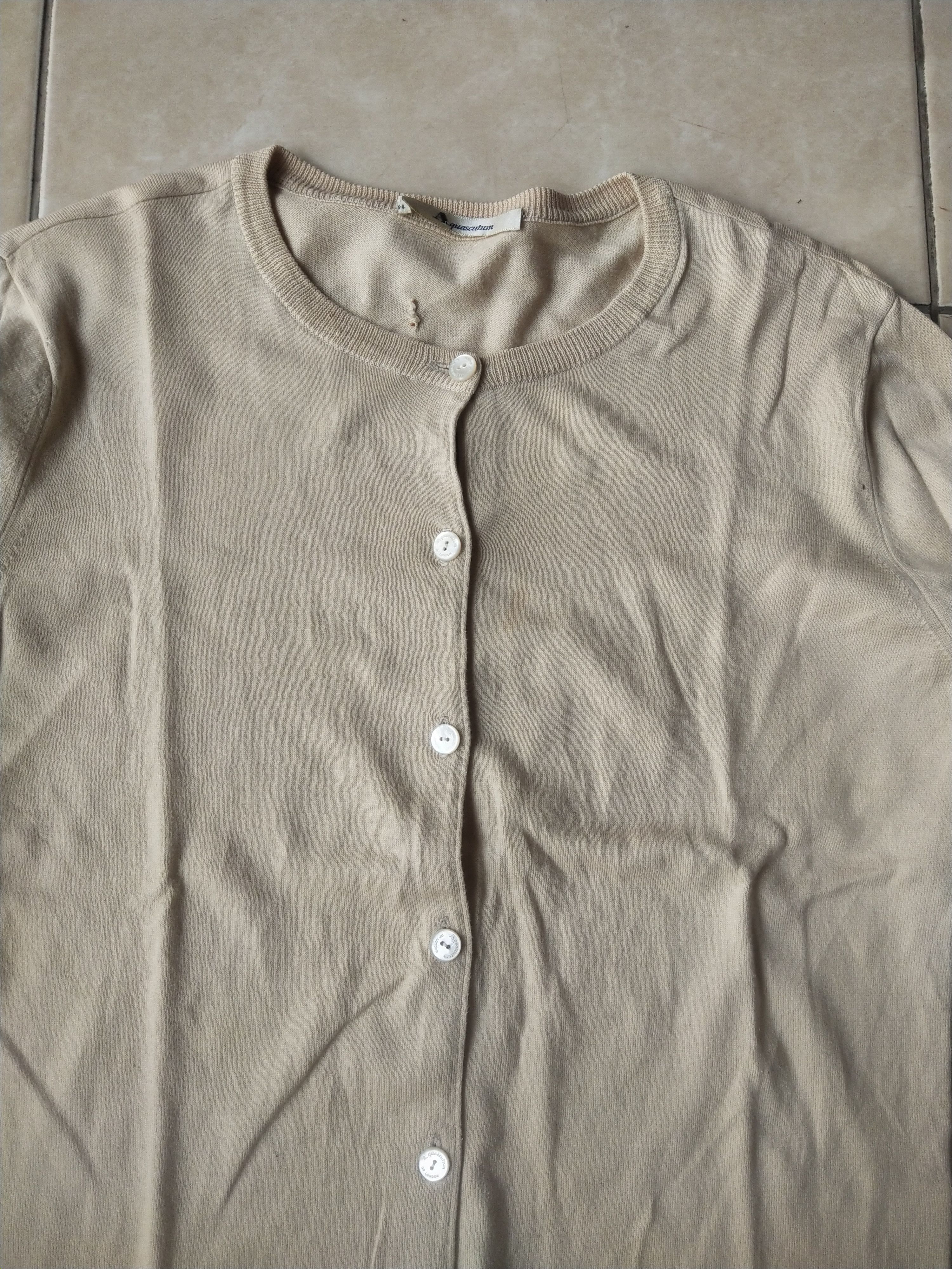 Aquascutum Vintage Aquascutum London Cream Cotton Knit Cardigan Size M / US 6-8 / IT 42-44 - 2 Thumbnail