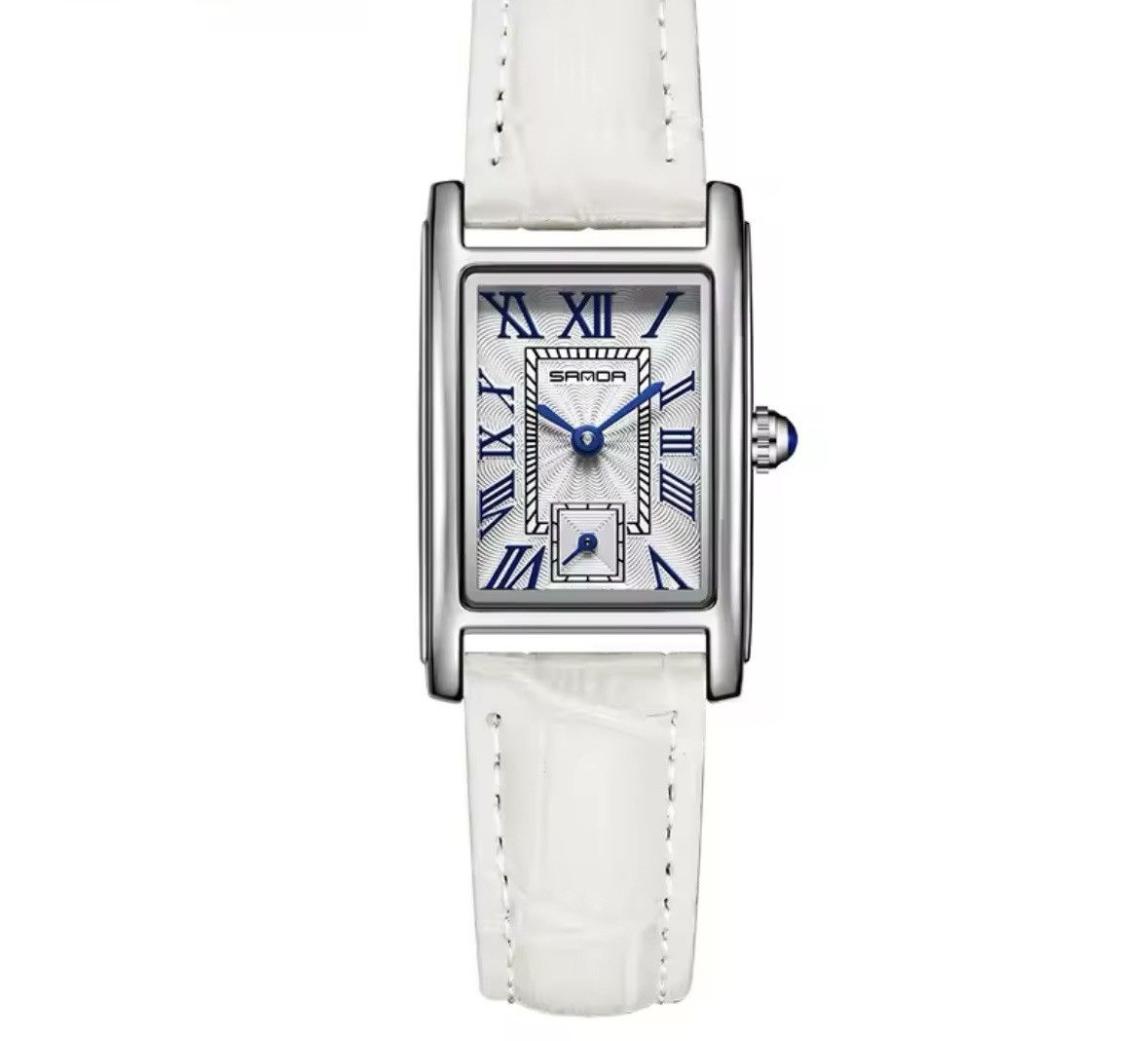 Jewelry Vintage Style Watch White Silver Leather Band Size ONE SIZE - 1 Thumbnail
