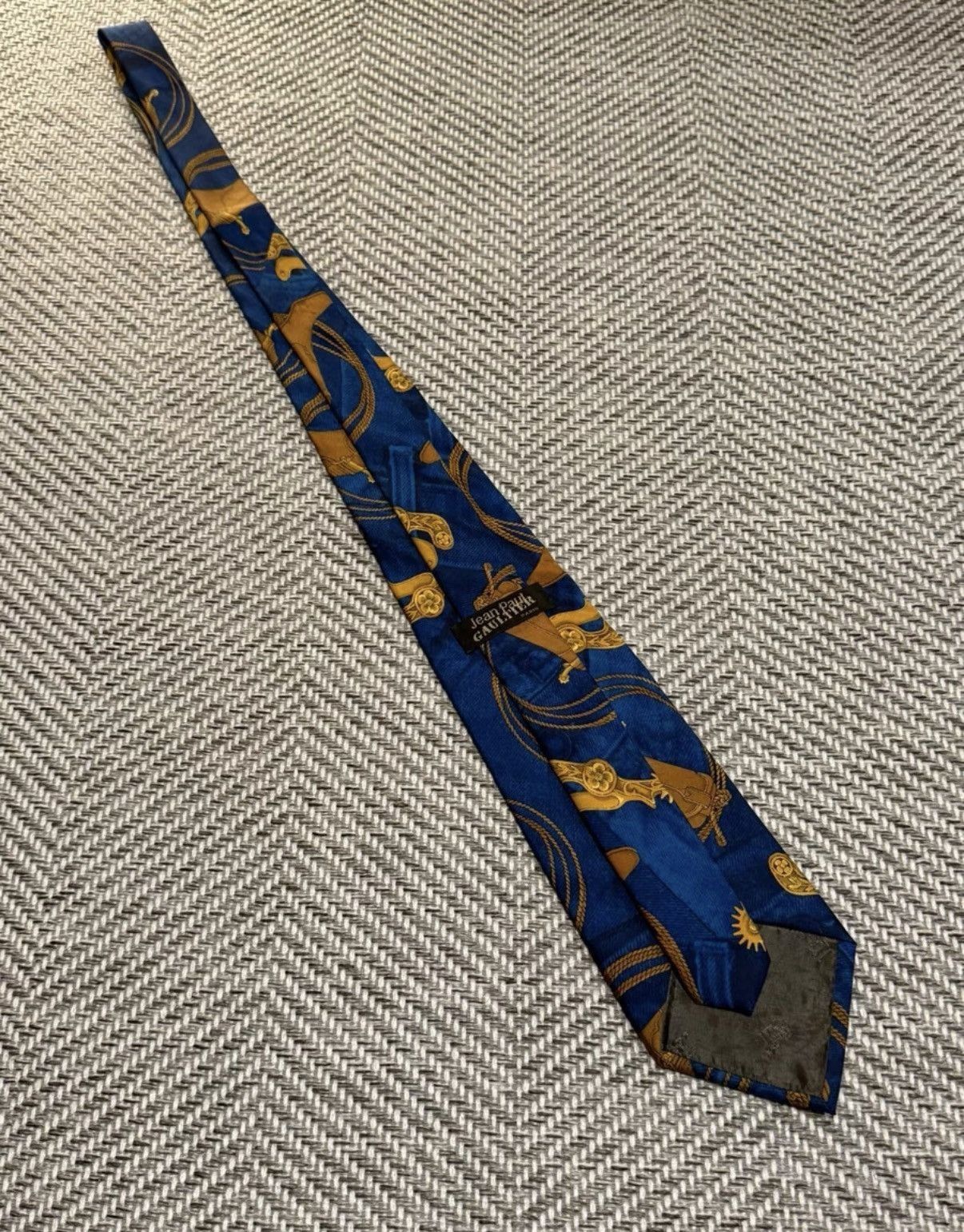 Jean Paul Gaultier Blue Western Boot & Gear Print Necktie Size ONE SIZE - 5 Thumbnail