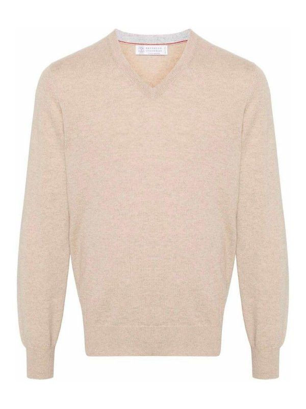 Brunello Cucinelli o1y0526 Cashmere Blend Sweater in Beige Size US M / EU 48-50 / 2 - 1 Thumbnail