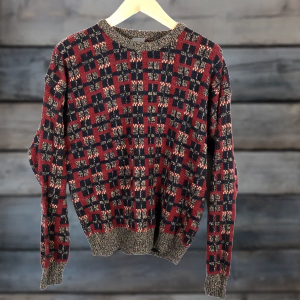 Vintage VINTAGE Windridge 90s Plaid Sweater Mens XL Red Gray Lightweight Knit Crew Neck Pullover Casual Size US XL / EU 56 / 4 - 1 Thumbnail