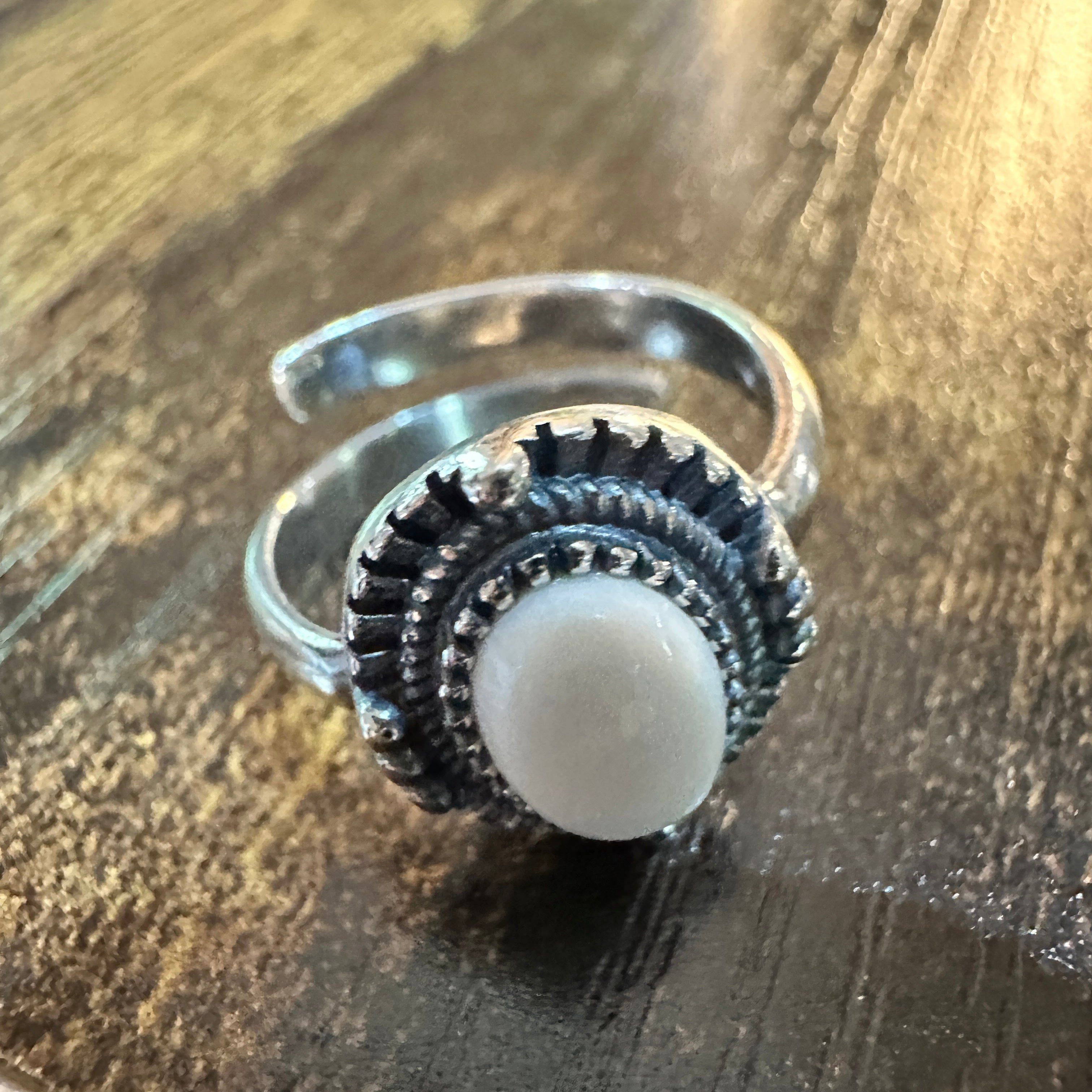 Other Boho Native American Radiant White Agate Statement Ring, Ste Size ONE SIZE - 5 Thumbnail