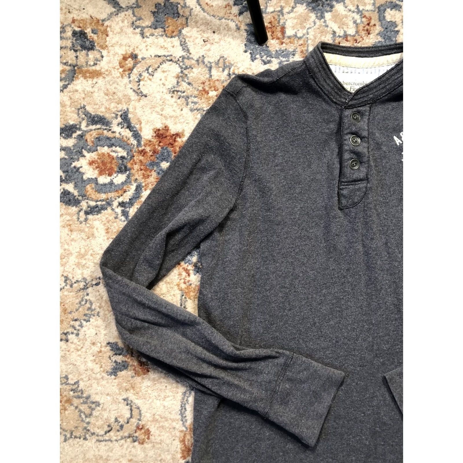 Abercrombie & Fitch Abercrombie & Fitch Shirt Mens 2XL Gray Henley Long Sleeve A&Fitch 1892 Logo Size US XXL / EU 58 / 5 - 3 Thumbnail