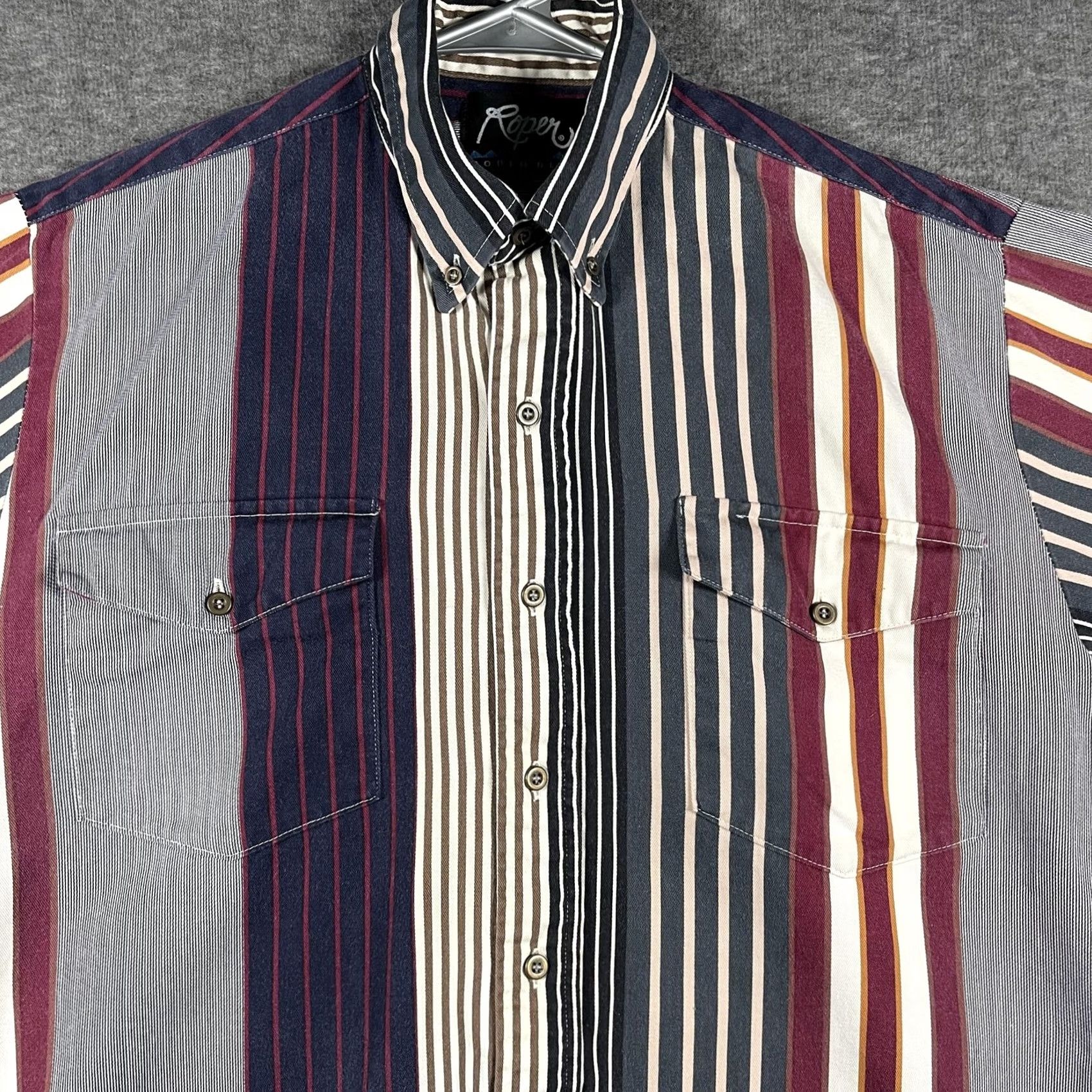 Roper VTG Roper Shirt Mens XL Button-Down Western Rodeo Blue Striped Long Sleeve Size US XL / EU 56 / 4 - 2 Thumbnail