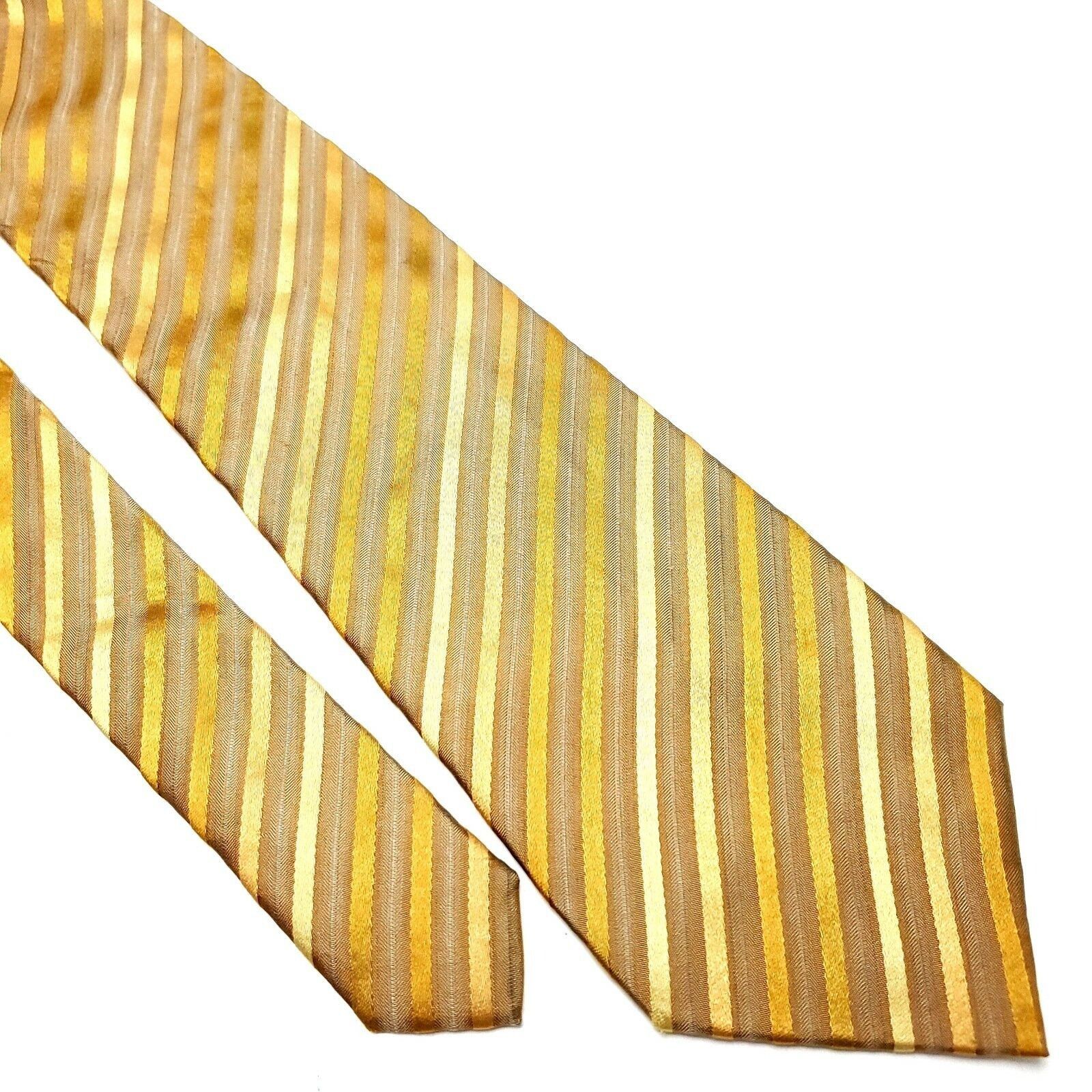 Van Heusen Van Heusen Silk Tie Woven Yellow Striped Stain Resistant Size ONE SIZE - 1 Thumbnail