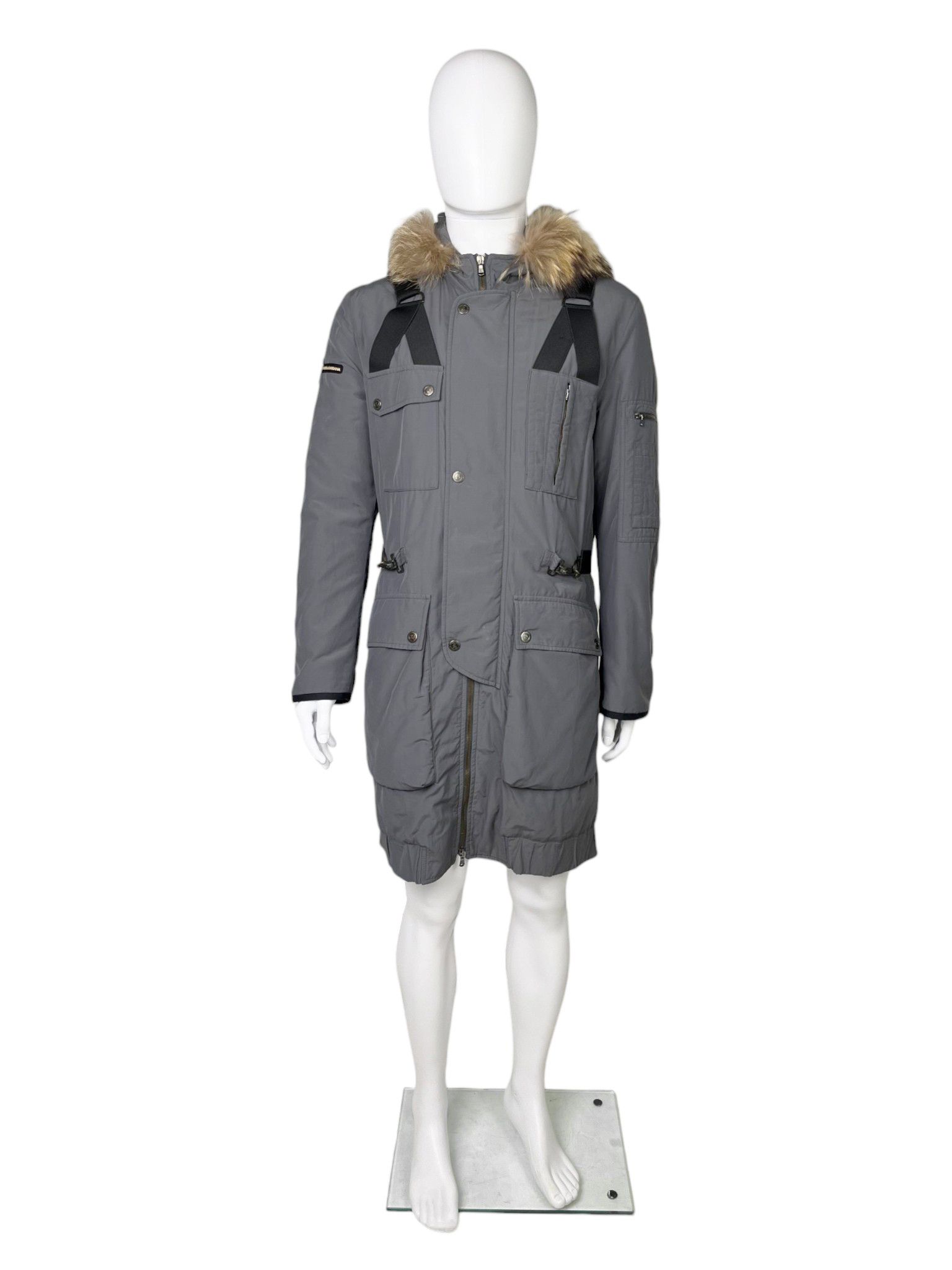 Dolce & Gabbana A/W 2003 Bondage Grey Technical Parka with Fur-Trimmed Hood Size US M / EU 48-50 / 2 - 1 Thumbnail