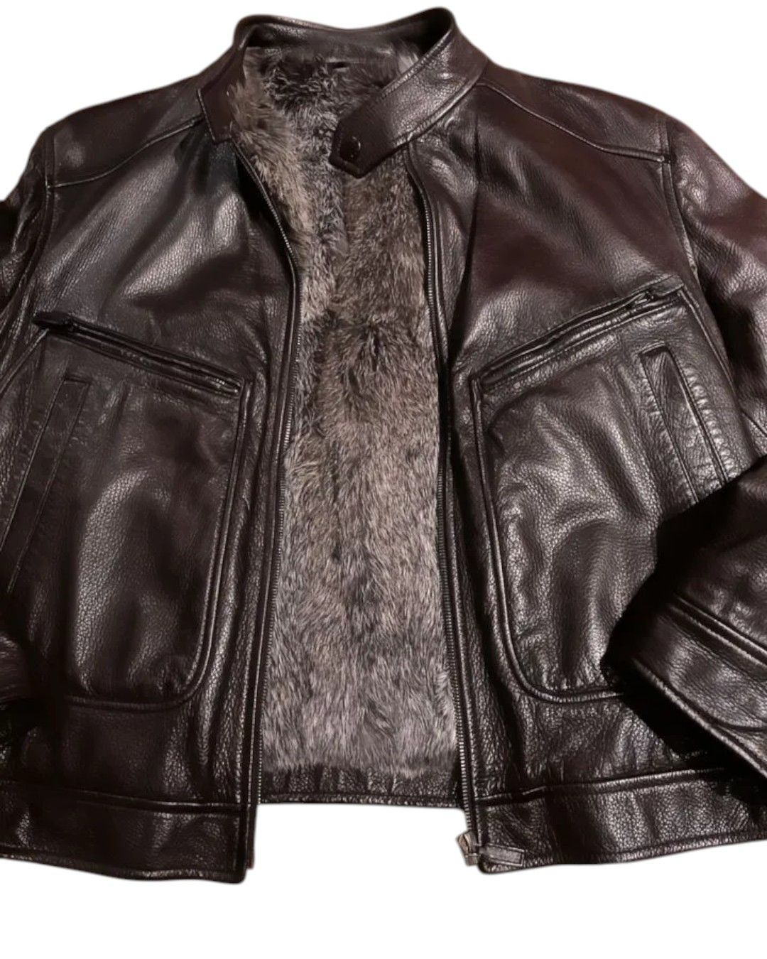 Gucci TOM FORD ERA REX RABBIT LINED LEATHER BIKER BOMBER JACKET Size US L / EU 52-54 / 3 - 4 Thumbnail