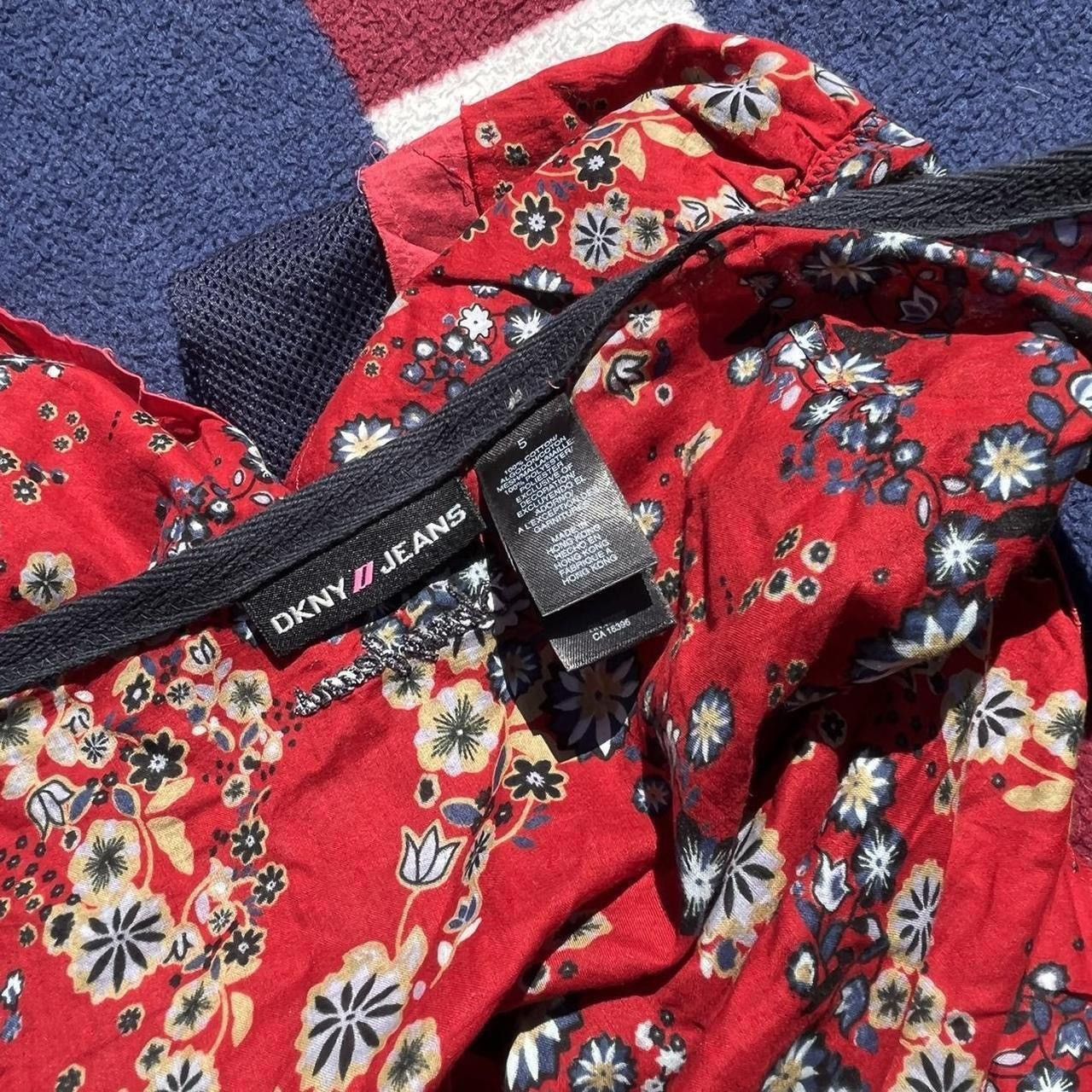 DKNY DKNY Jeans red flowy floral mini skirt with a mesh layer Size 27" / US 4 / IT 40 - 3 Thumbnail
