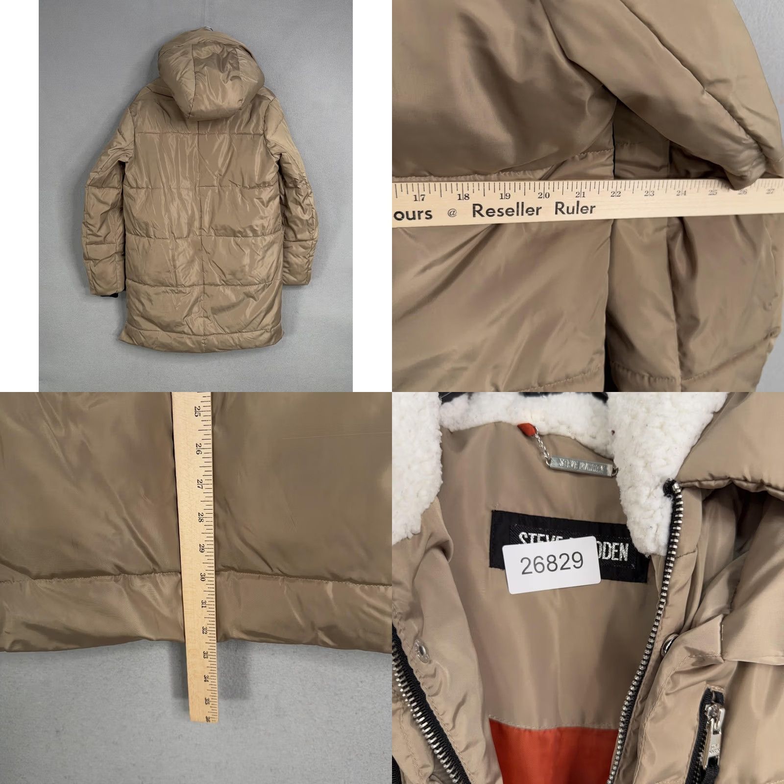 Steve Madden Steve Madden Coat Womens Medium Beige Puffer Hooded Sherpa Lined Zip Pockets Jacket Coat Size M / US 6-8 / IT 42-44 - 8 Thumbnail