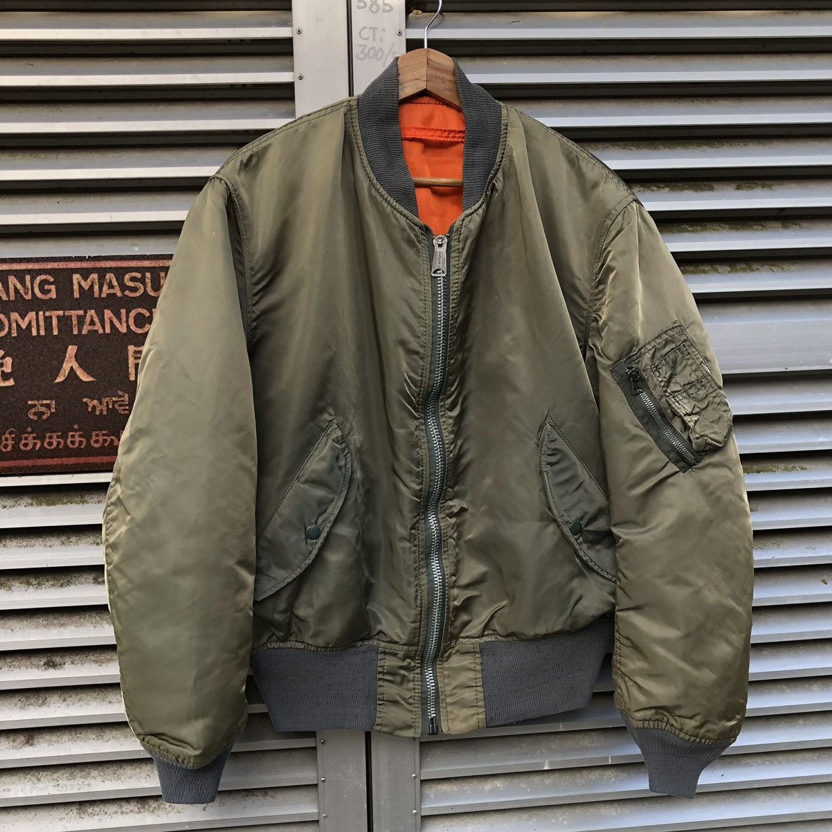 image of Alpha Industries x Bomber Jacket Alpha Flyer’S Man Intermediate Ma-1 Sun Faded Bomber Jacket in Gre