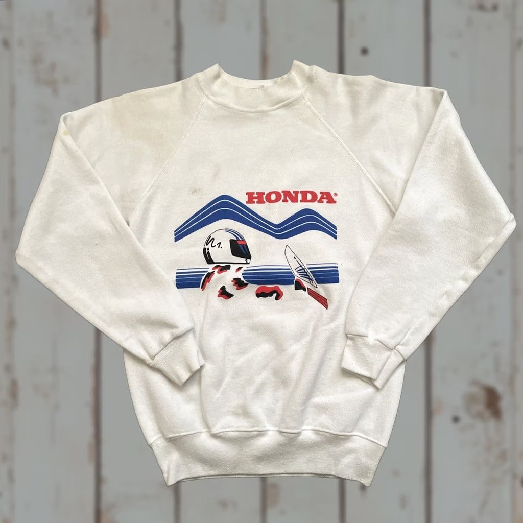 Hanes VINTAGE 1980s Honda MotoX Motocross Motorcycle Riding Sweatshirt Made In USA S Size US S / EU 44-46 / 1 - 1 Thumbnail