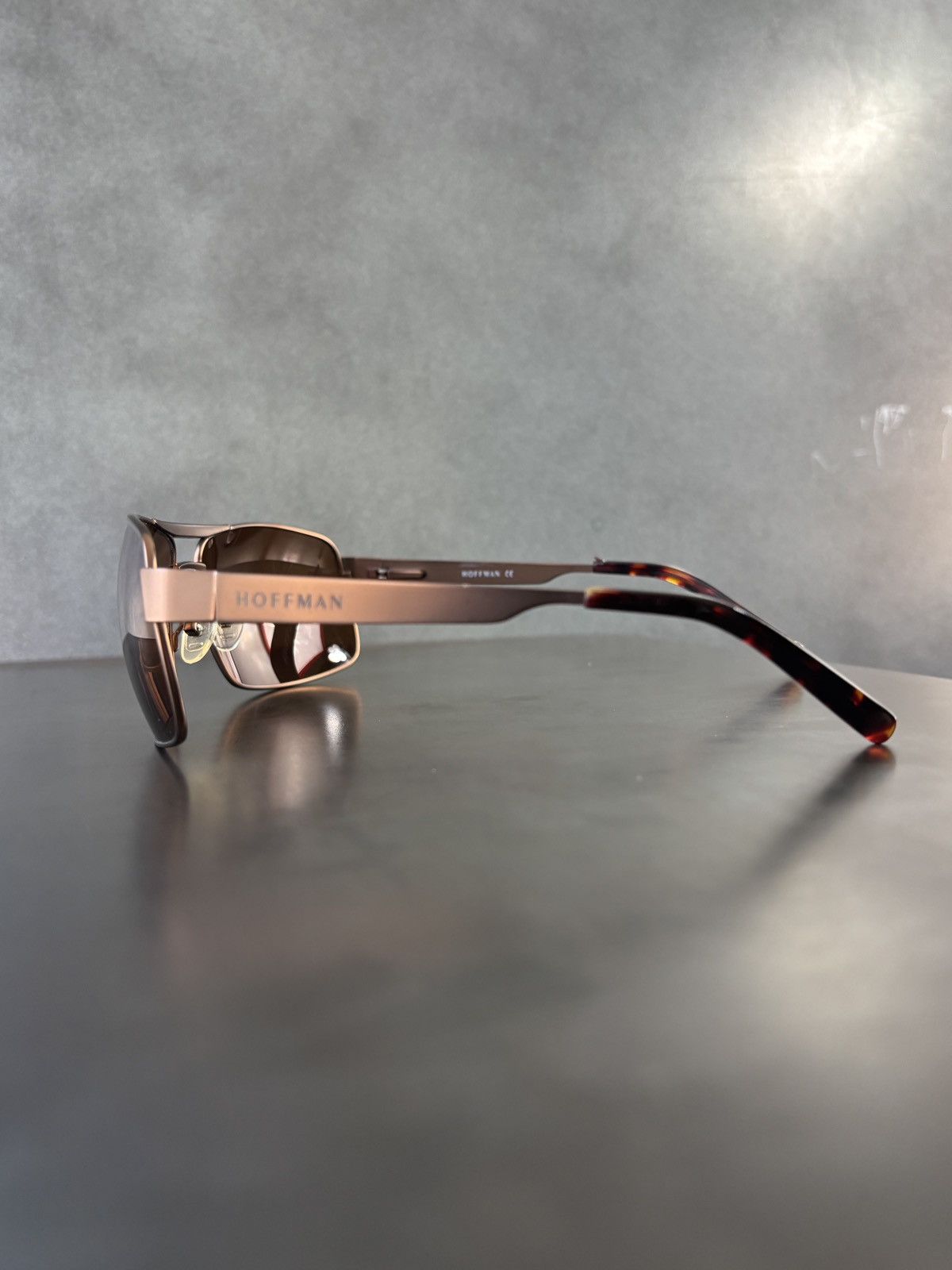 Designer Hoffman Sunglasses Aviators Bronze Metal Wrap Shield 90s Size ONE SIZE - 5 Thumbnail