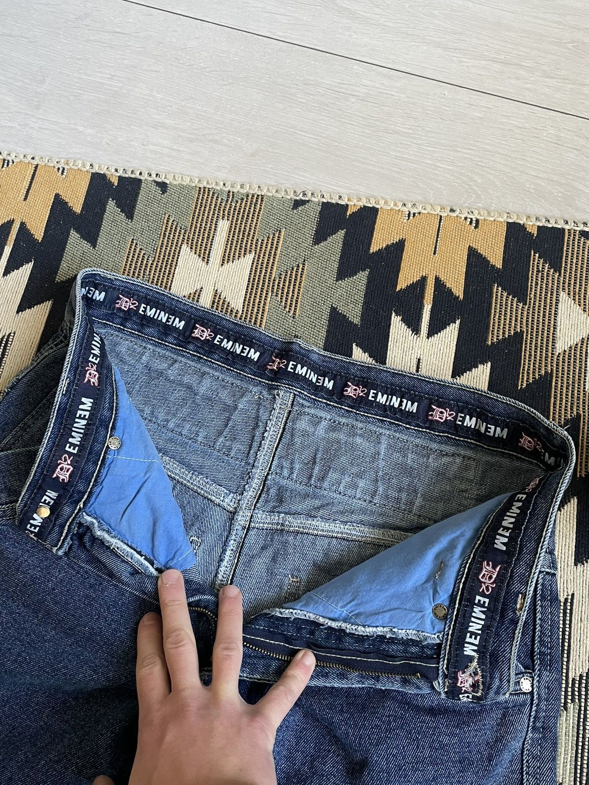 JNCO Vintage Eminem USA Rap Big Logo Denim Jeans Size US 30 / EU 46 - 12 Thumbnail
