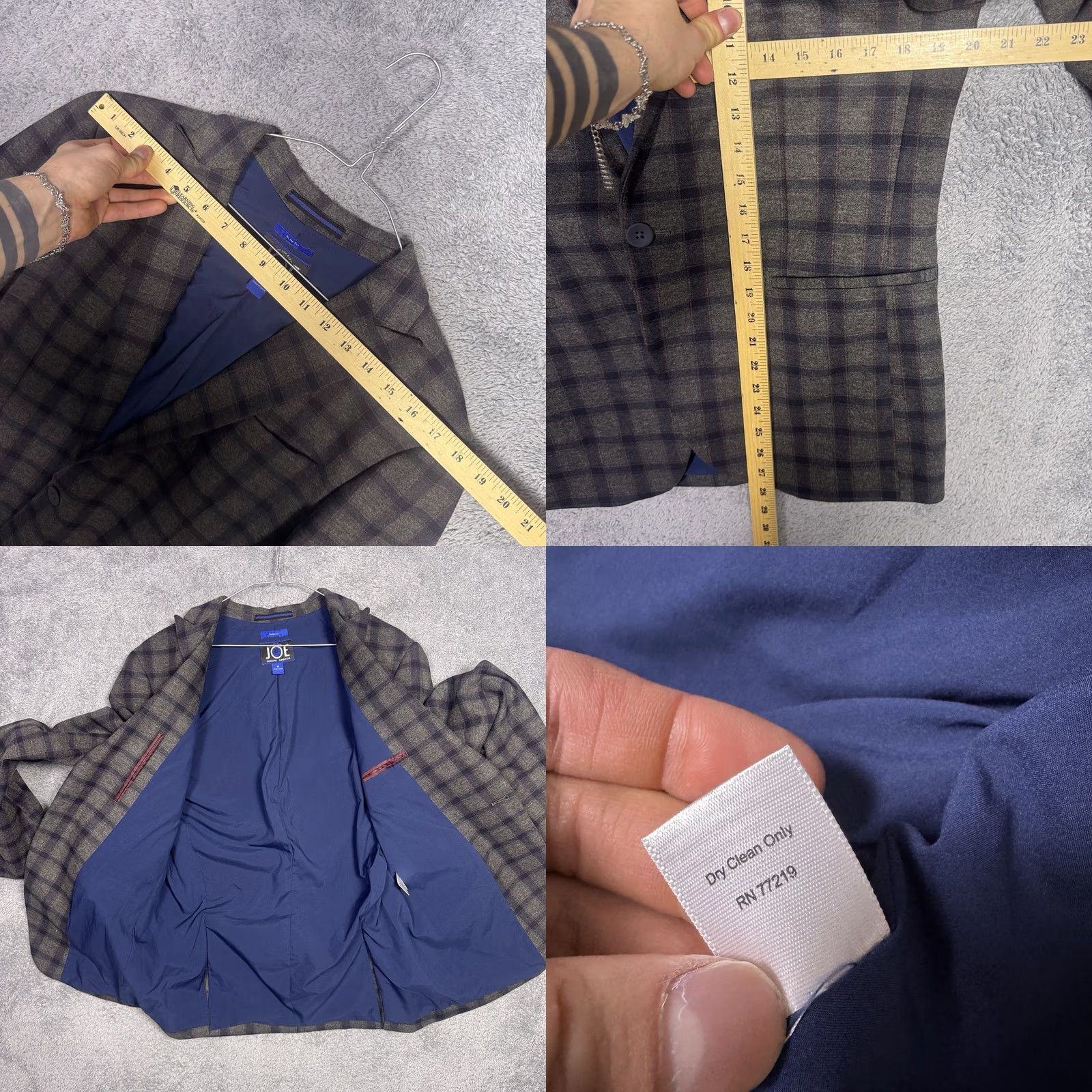 Joseph Abboud Joseph Abboud Blazer Men M Peak Lapel Slim 1 Button Windowpane Sport Coat Jacket Blazer Size 40R - 8 Thumbnail