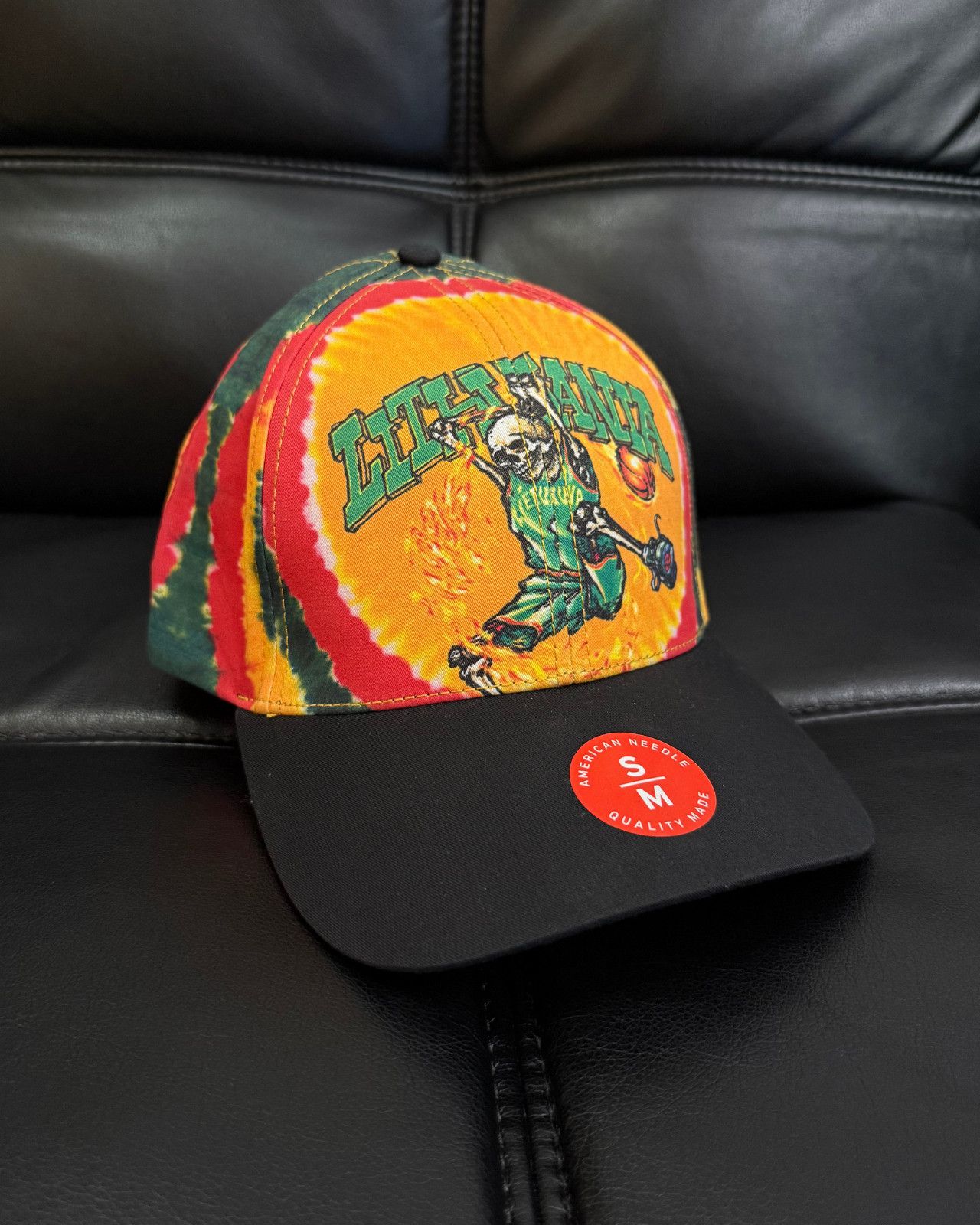 Liquid Blue New Liquid Blue Lithuania Basketball 1996 Tie-Dye Hat - S/M Size ONE SIZE - 3 Thumbnail