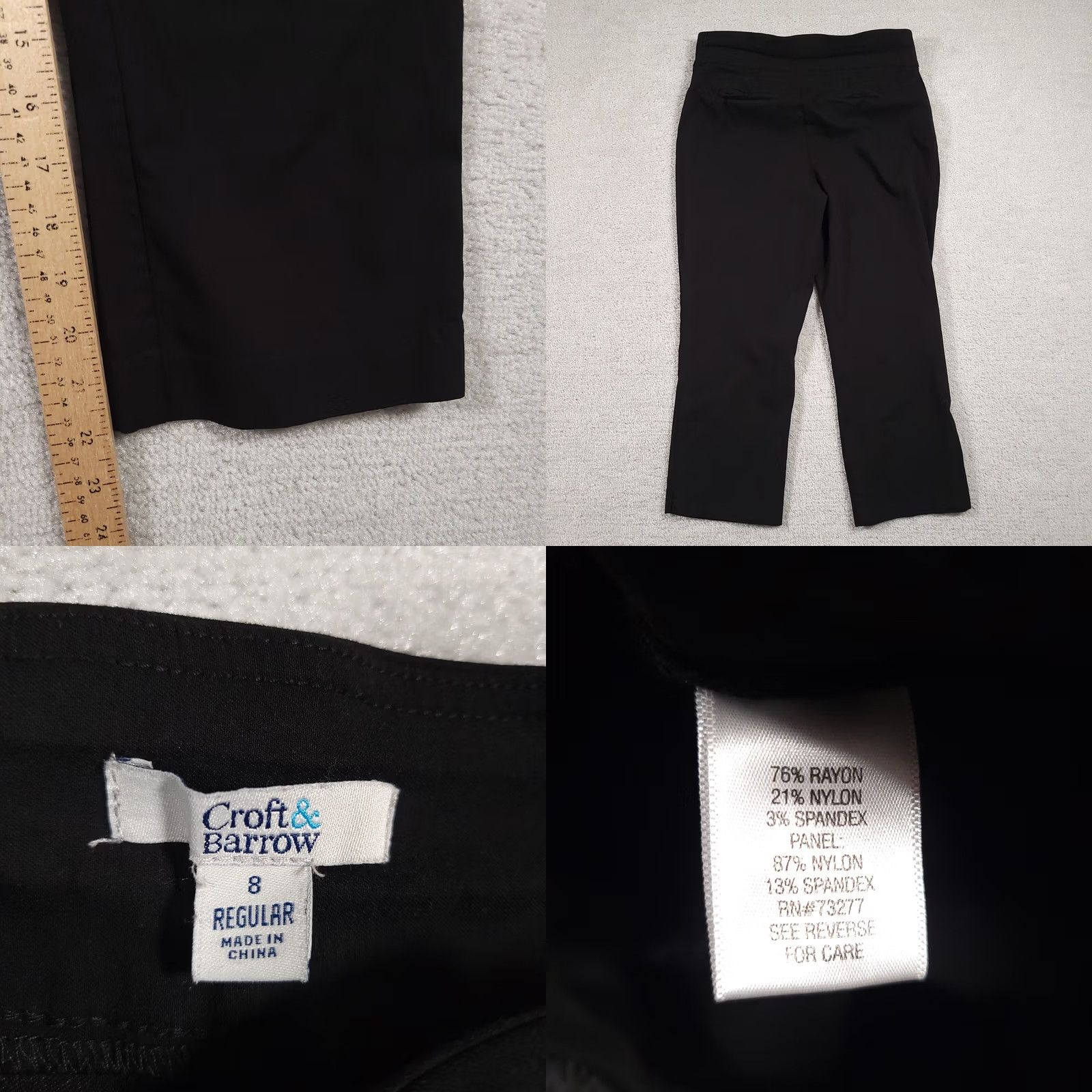 Croft & Barrow Croft & Barrow Capri Pants Women's 8 Black Stretch Pull On Elastic Waist Crop Capris Size 30" / US 8 / IT 44 - 8 Thumbnail