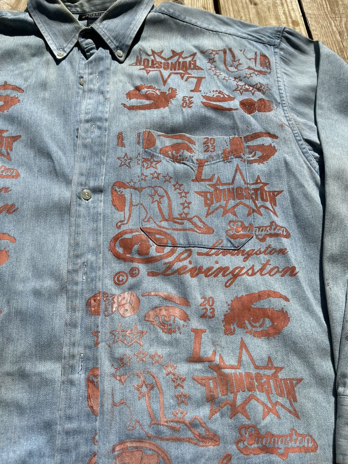 Japanese Brand Up/Cycled Denim Dead Klansman/Pornstar Button Up Shirt Size US L / EU 52-54 / 3 - 8 Thumbnail