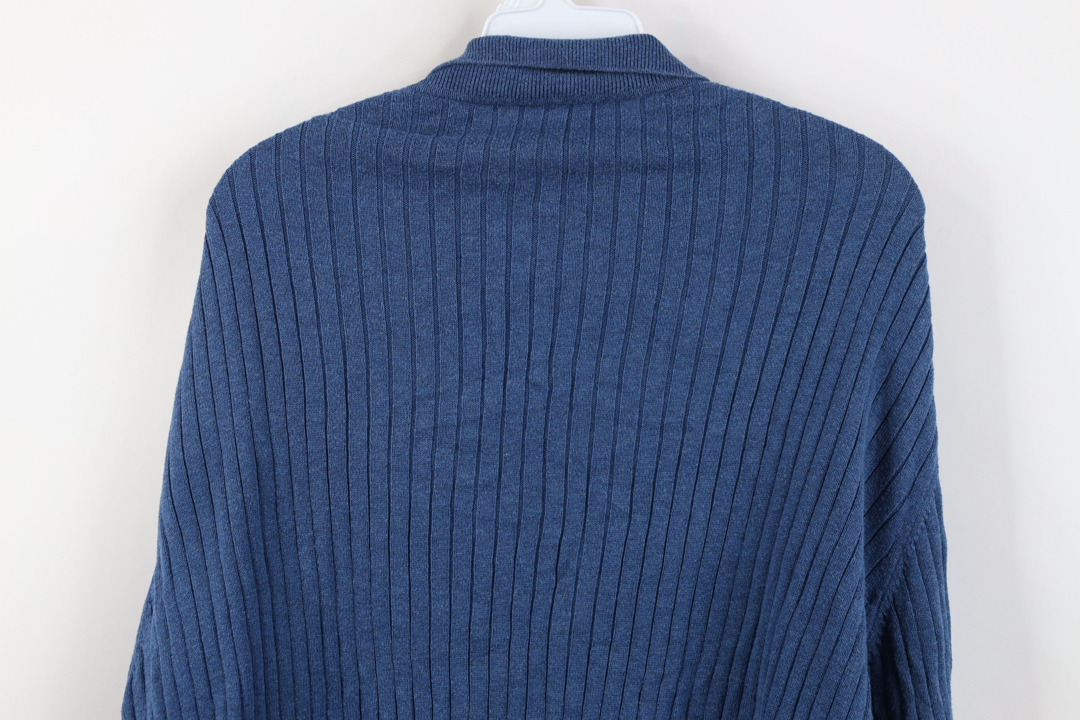 Vintage Vintage 90s Streetwear Ribbed Knit Collared Sweater Blue Size US XL / EU 56 / 4 - 9 Thumbnail