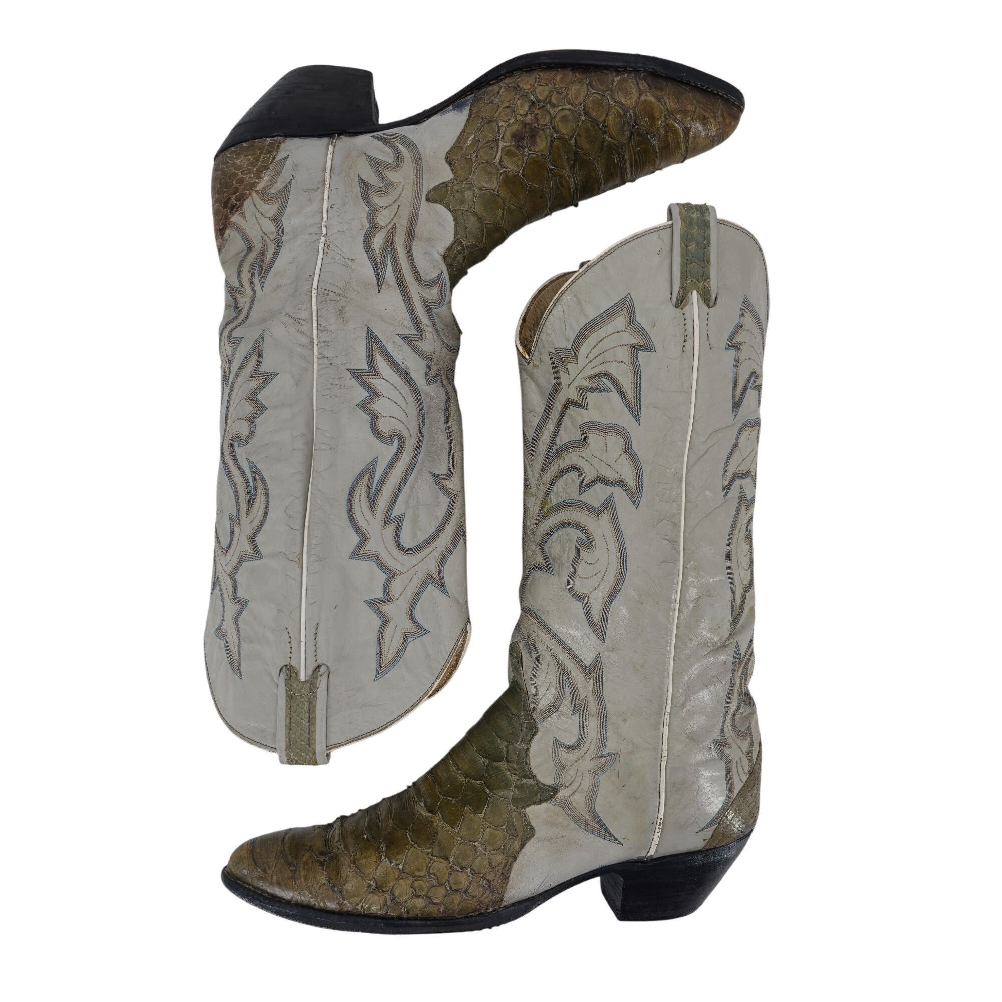 Larry Mahan Vintage Larry Mahan Mens 11.5D Giant Python Distressed Snake Size US 11.5 / EU 44-45 - 10 Thumbnail