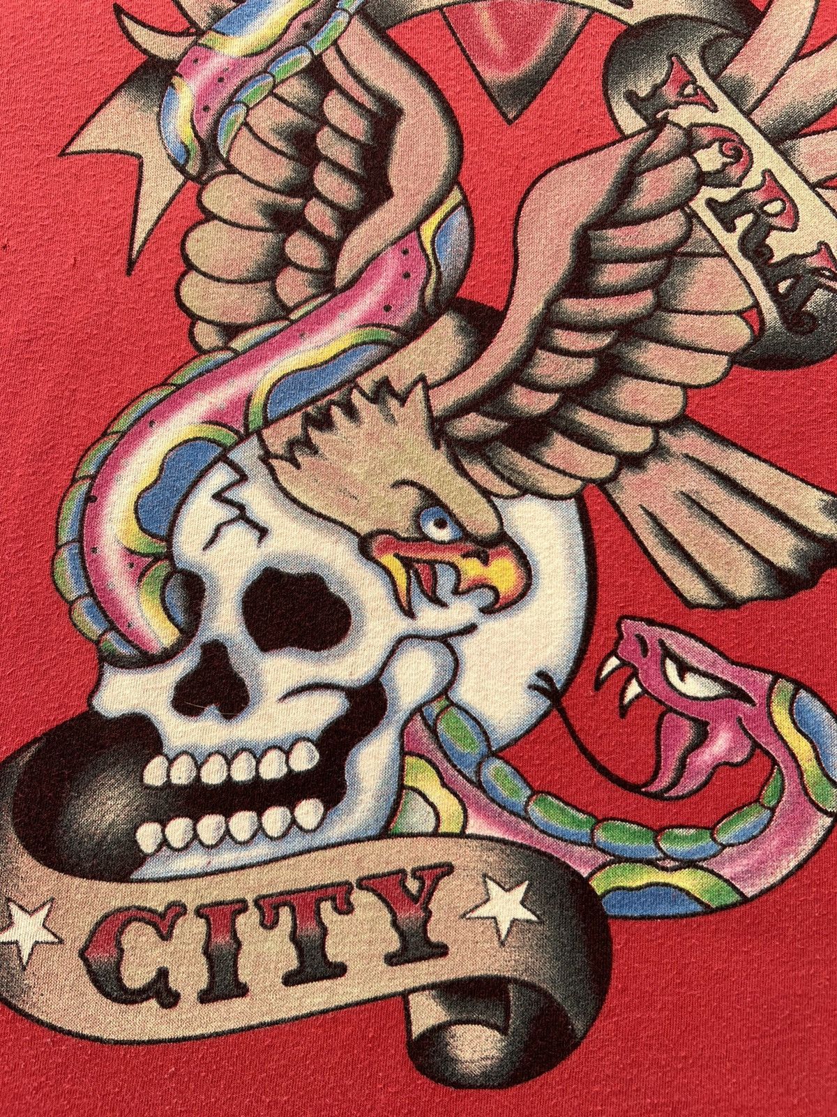Ed Hardy Ed Hardy Christian Audigier Eagle Skull Y2k Red T-shirt Size US L / EU 52-54 / 3 - 5 Thumbnail