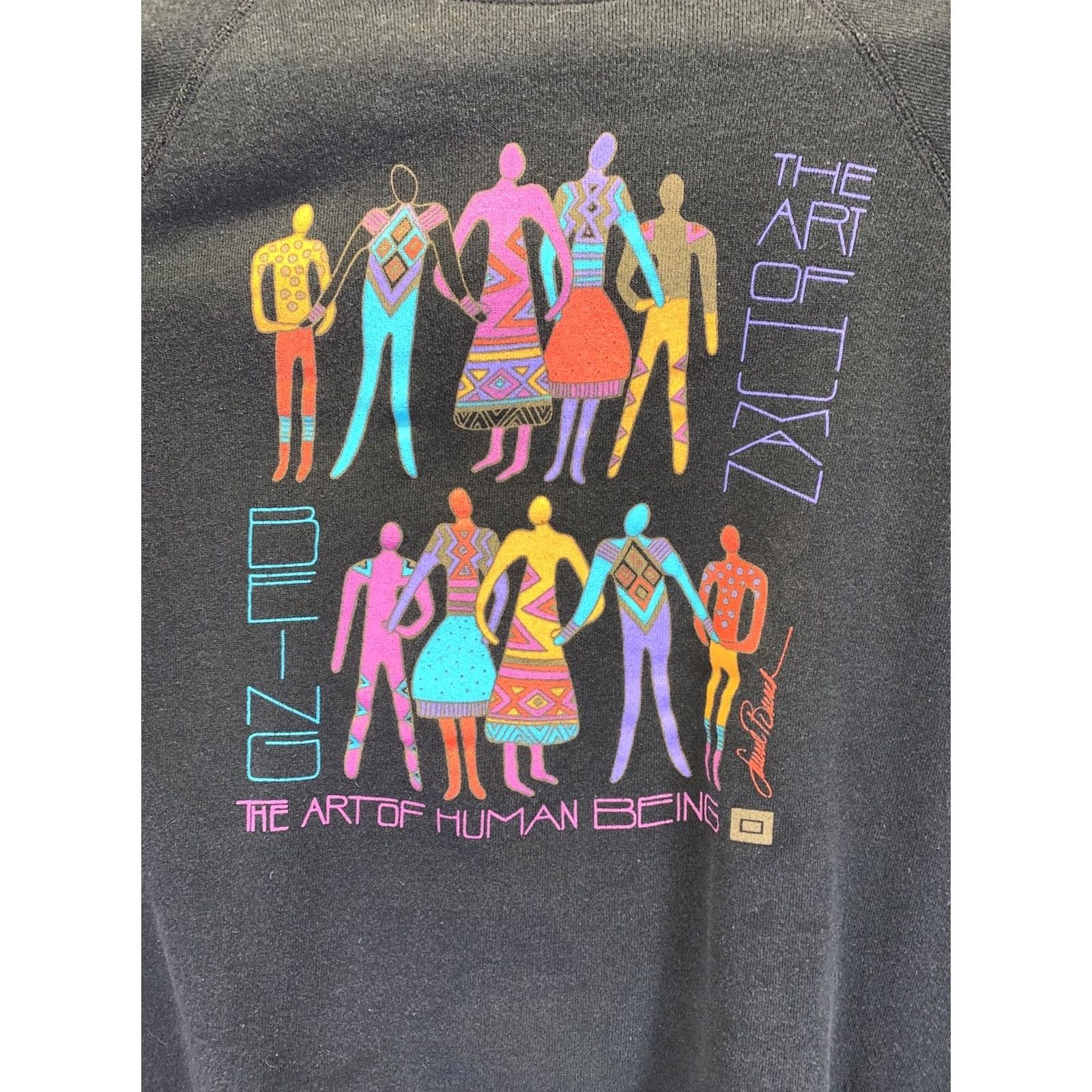 Hanes VINTAGE The Art of Being Human Womens Sweatshirt XL Black 90s Hanes Size XL / US 12-14 / IT 48-50 - 5 Thumbnail