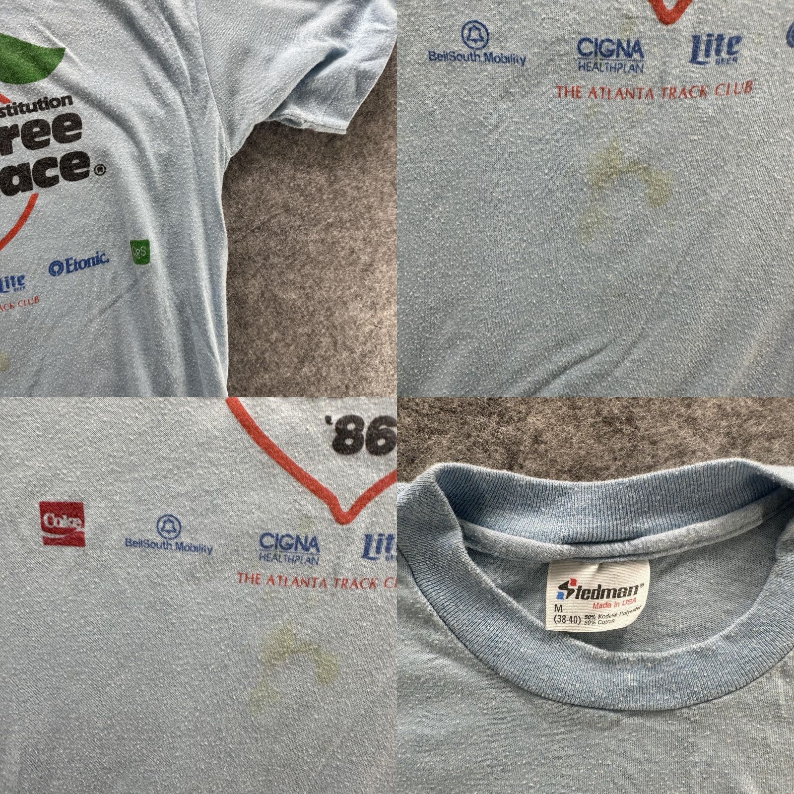 Vintage VINTAGE Peachtree Road Race Shirt Mens Medium Blue 1986 Atlanta Running Graphic Size US M / EU 48-50 / 2 - 8 Thumbnail