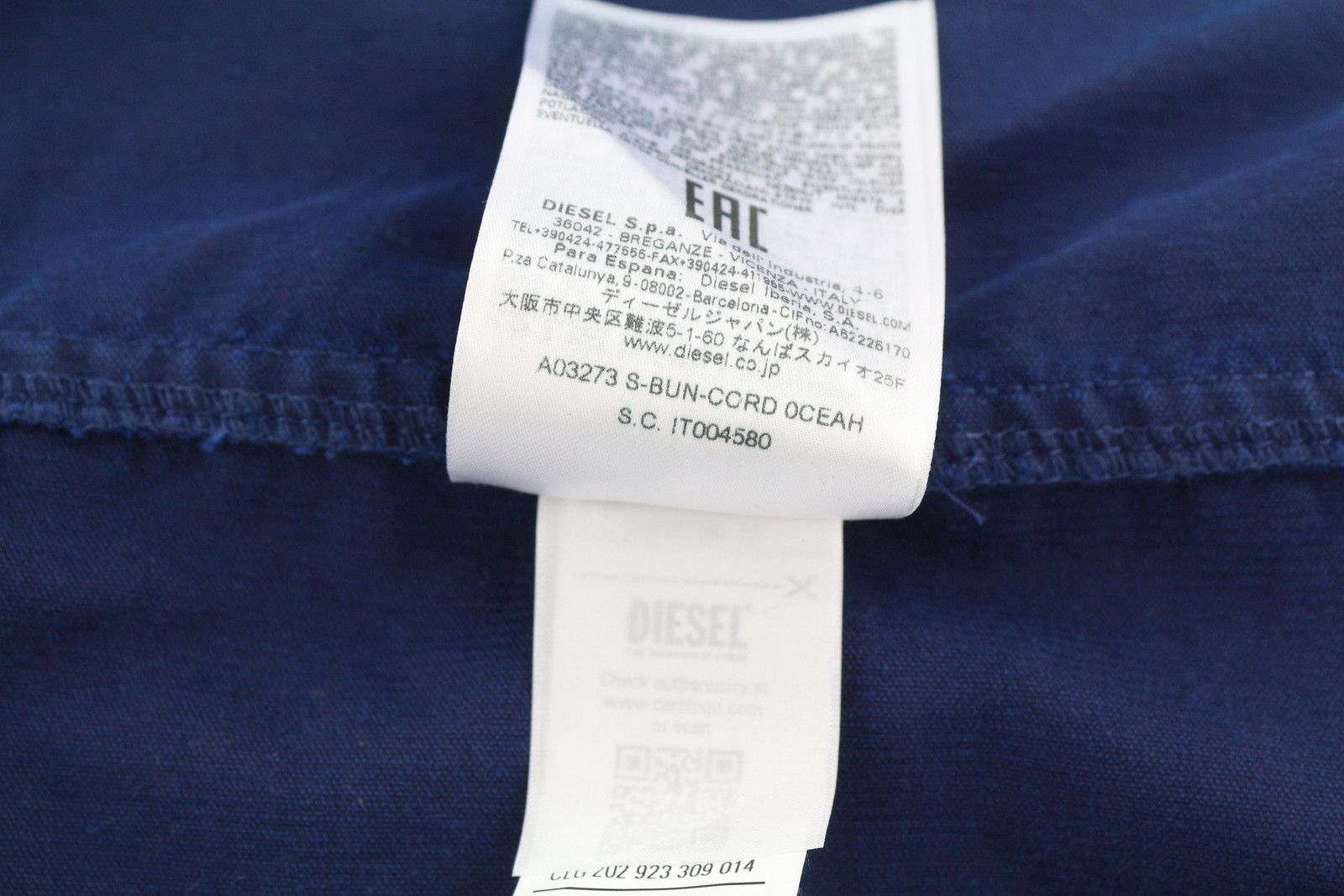 Diesel S-BUN-CORD L Washed Blue Corduroy Snap Shirt 41006 Size US L / EU 52-54 / 3 - 8 Thumbnail