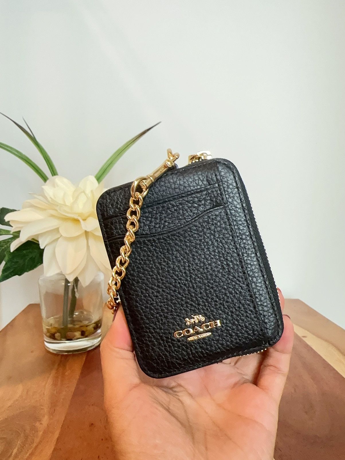 Coach NWT Coach Leather Zip Card Case Color IM/Black Size ONE SIZE - 2 Thumbnail