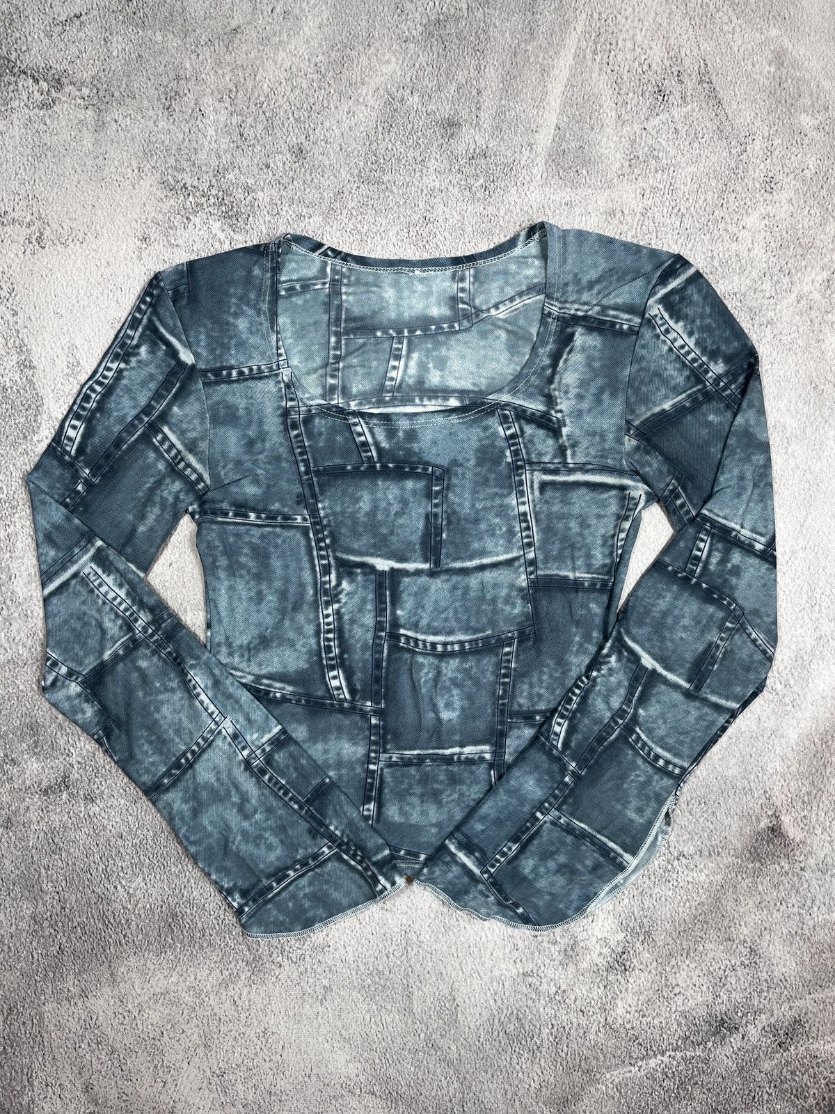 Japanese Brand Vintage Y2K Japanese all over denim style longsleeve size M Size M / US 6-8 / IT 42-44 - 1 Thumbnail
