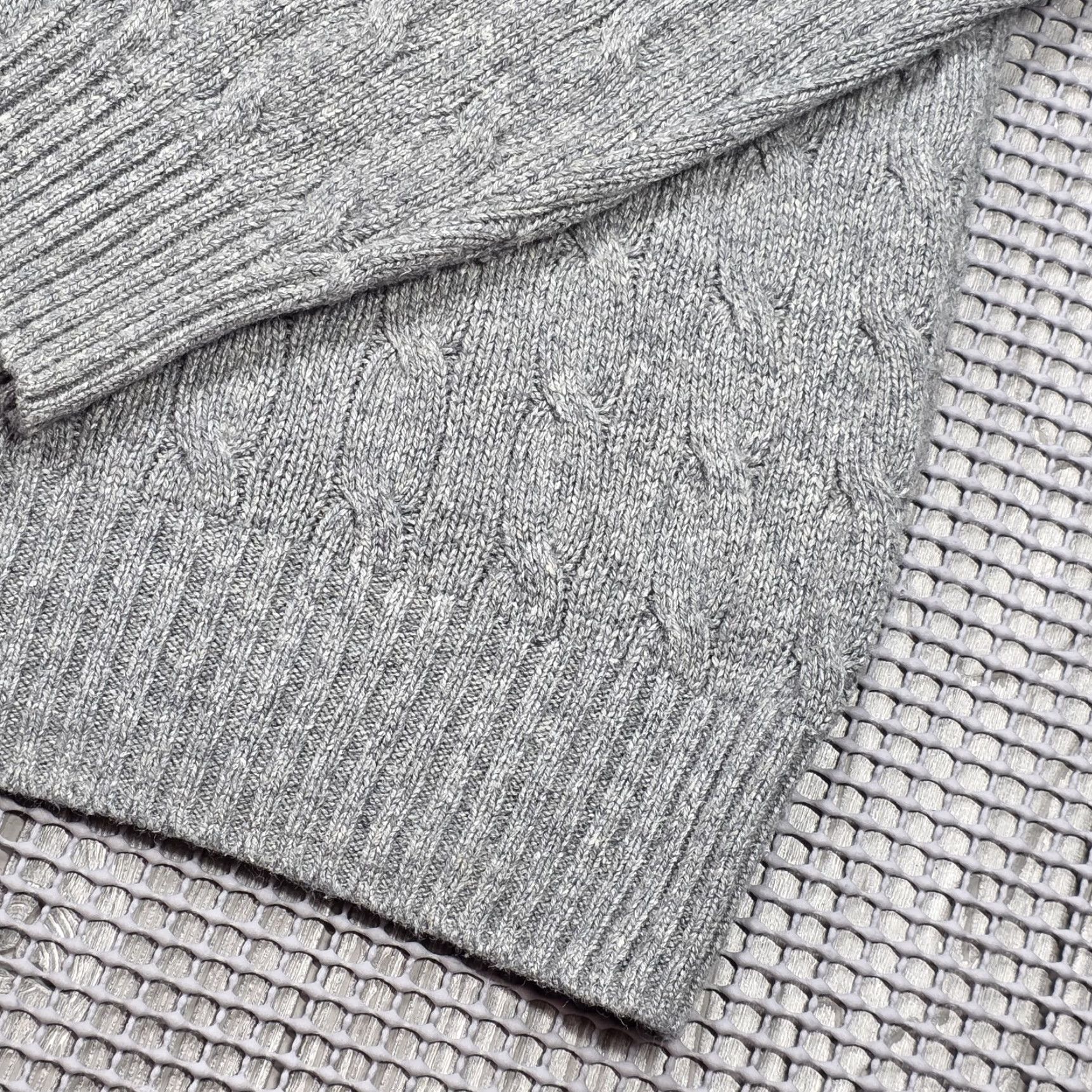 Polo Ralph Lauren VINTAGE Polo Ralph Lauren 100% Silk Sweater Gray Mens XL Cable Knit Blue Pony Size US XL / EU 56 / 4 - 6 Thumbnail