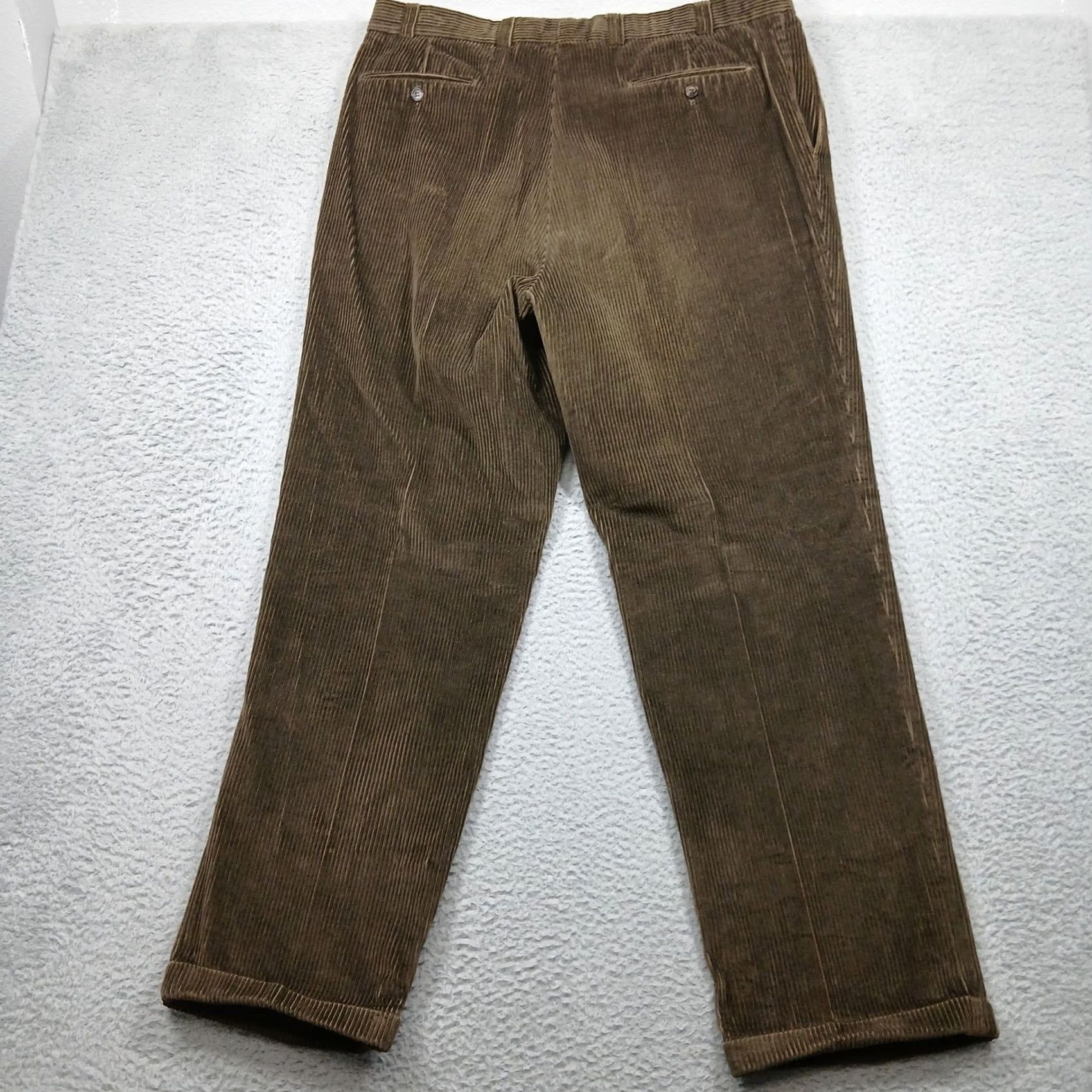 Vintage Rendezvous by Ballin Mens Brown Corduroy Dress Pants - Mid Rise, Pleated, 32in Size US 40 / EU 56 - 3 Thumbnail
