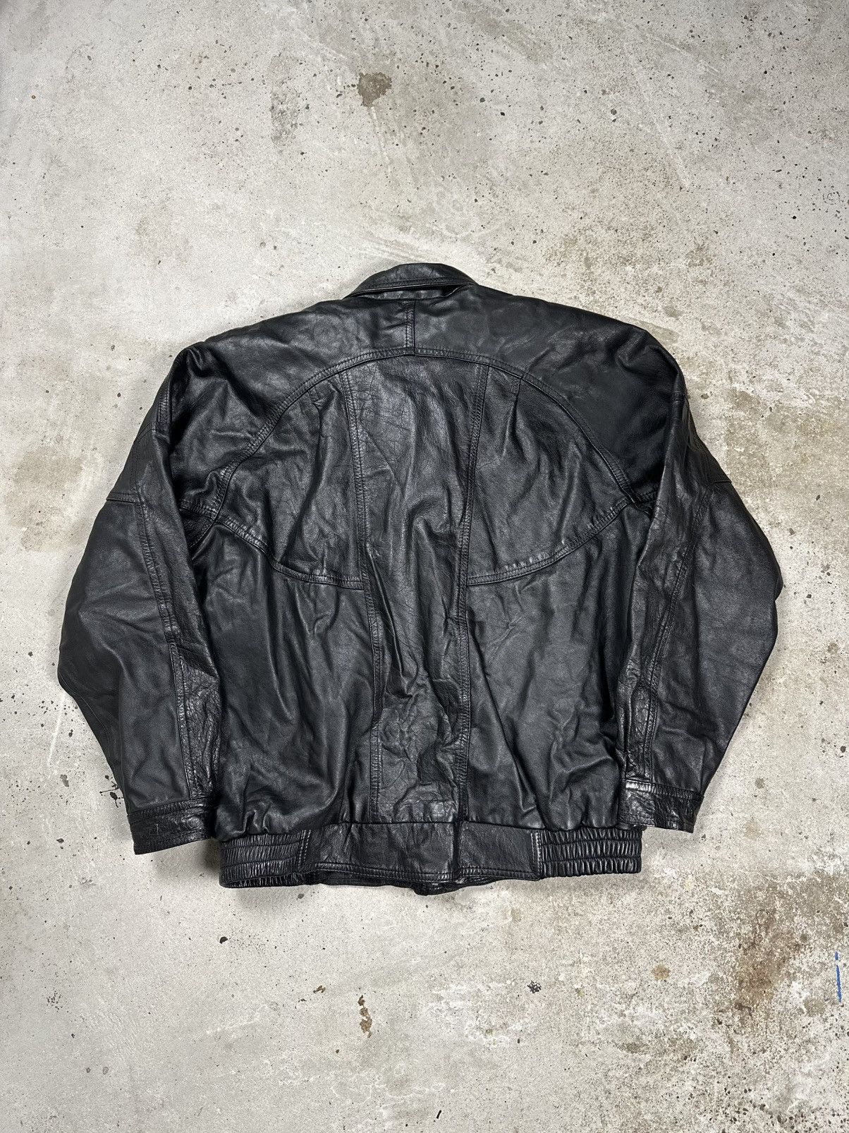 Vintage Vintage 90s Black Utility Leather Bomber Jacket Boxy archive Size US L / EU 52-54 / 3 - 2 Thumbnail