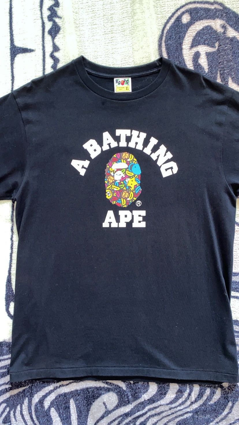 image of Bape Milo Banana Pool College Tee in Black, Men's (Size XL)