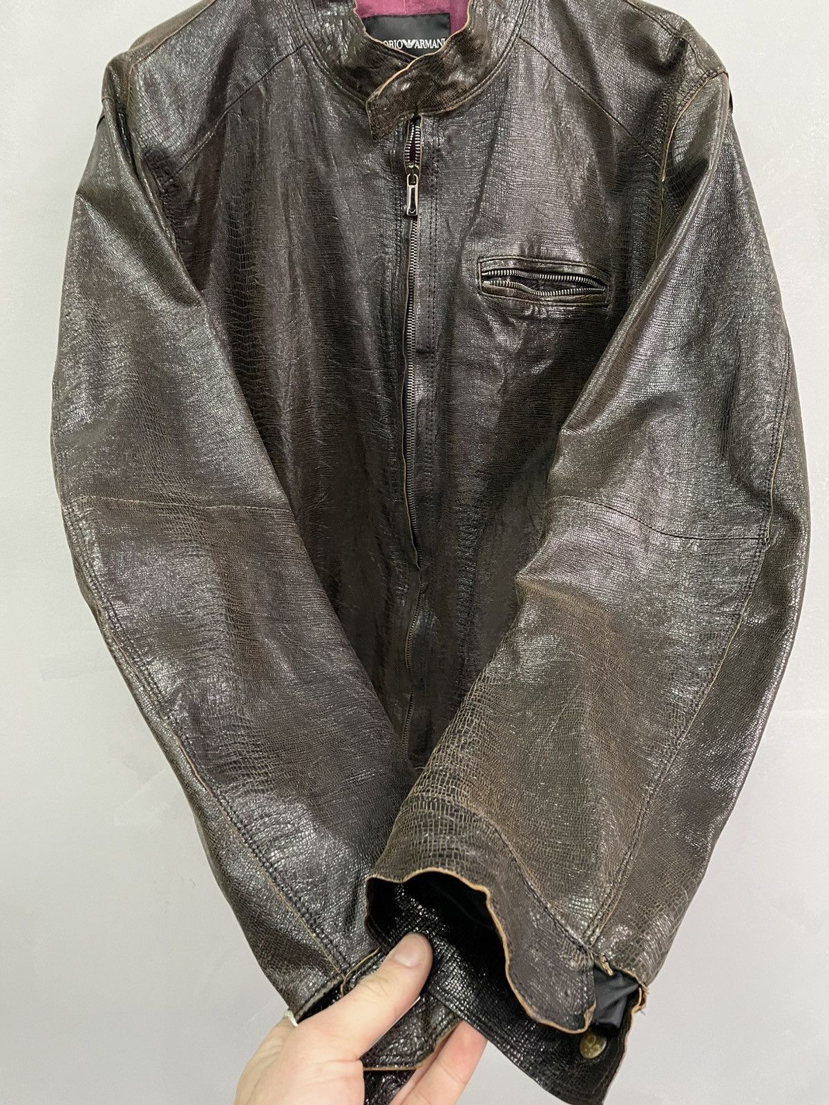 Emporio Armani VINTAGE iguana LEATHER EMPORIO armani AVANT GARDE JACKET 90s Size US L / EU 52-54 / 3 - 7 Thumbnail