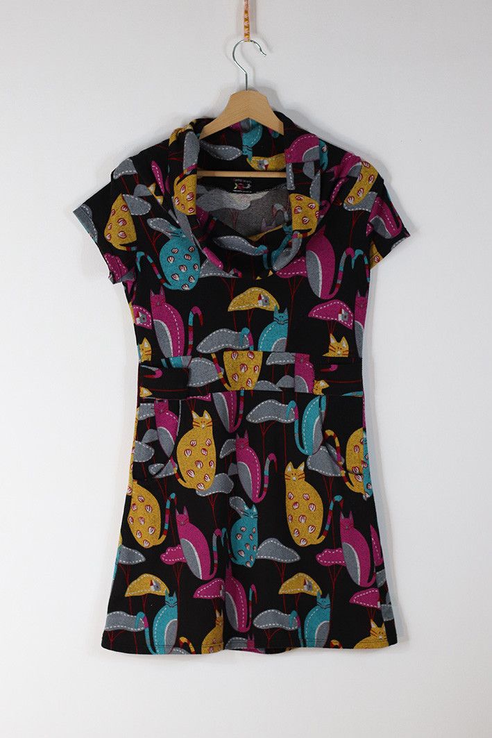 Other Contro Corrente Cat Print Cowl Neck Dress Size M / US 6-8 / IT 42-44 - 1 Thumbnail