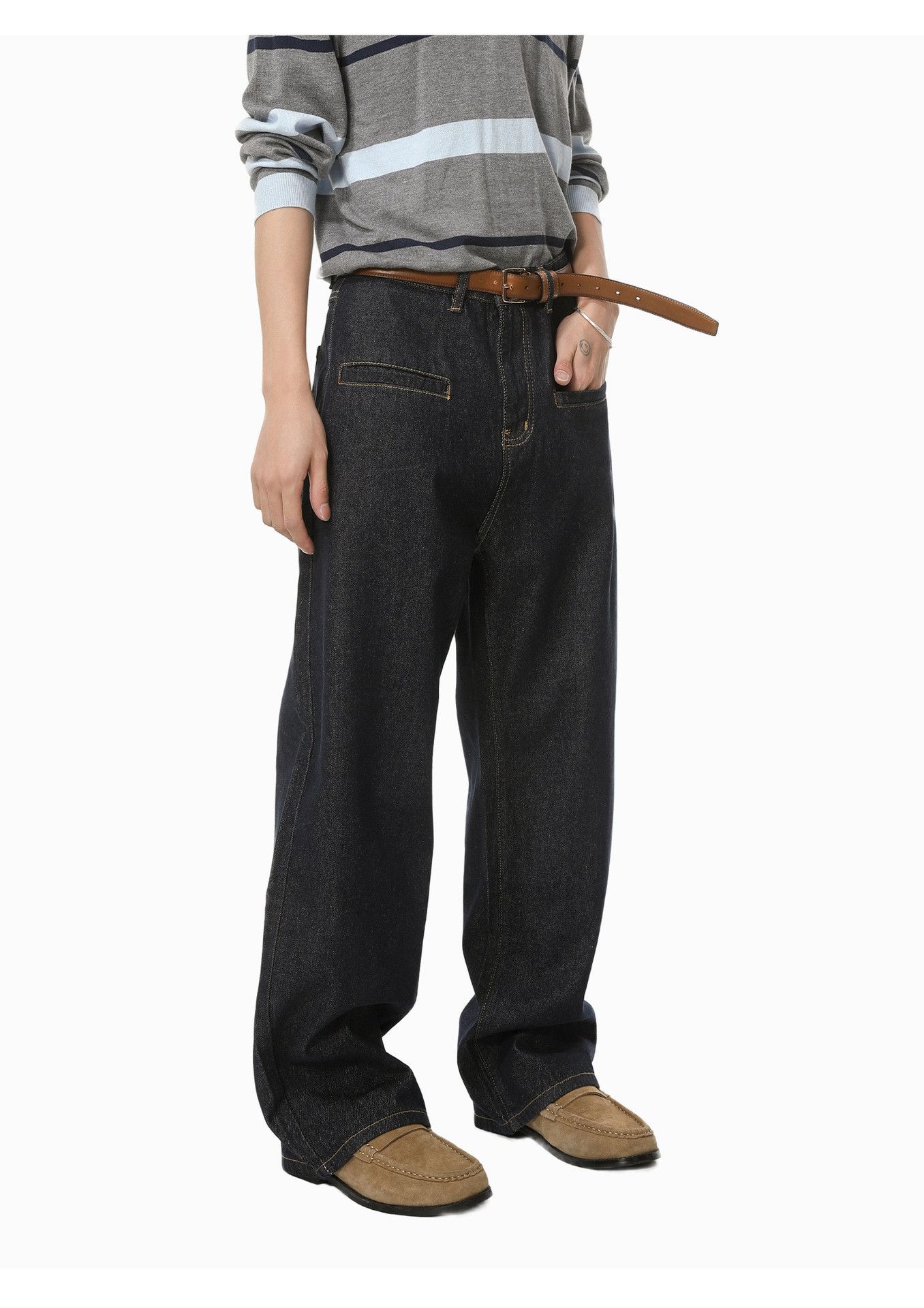 Japanese Brand Men's Japanese Retro Street Wide Leg Straight Washed Jeans Size US 32 / EU 48 - 4 Thumbnail