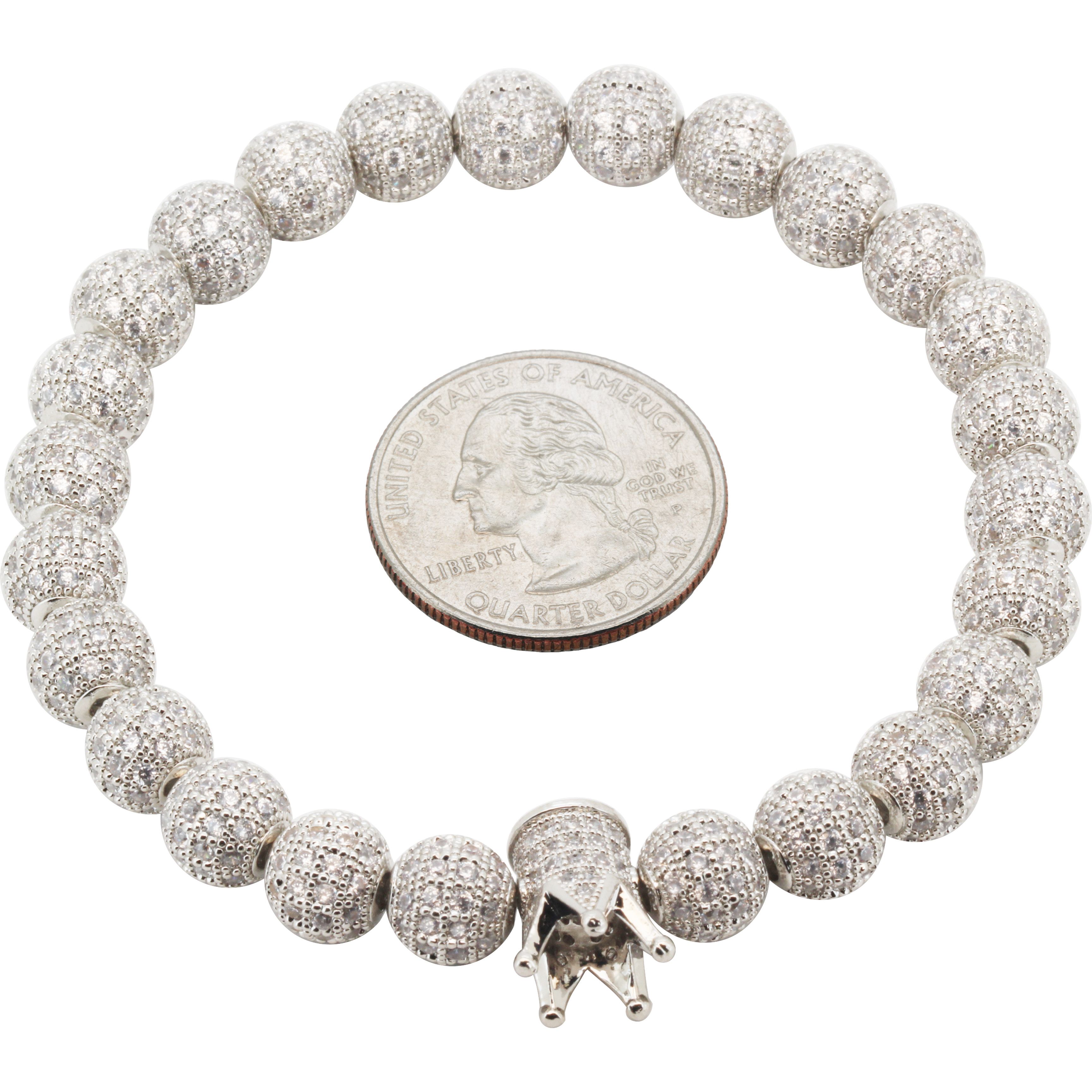 Other 14k GP AAA CZ 8mm Disco Ball Crown Stretch Bracelet 8" Size ONE SIZE - 1 Preview