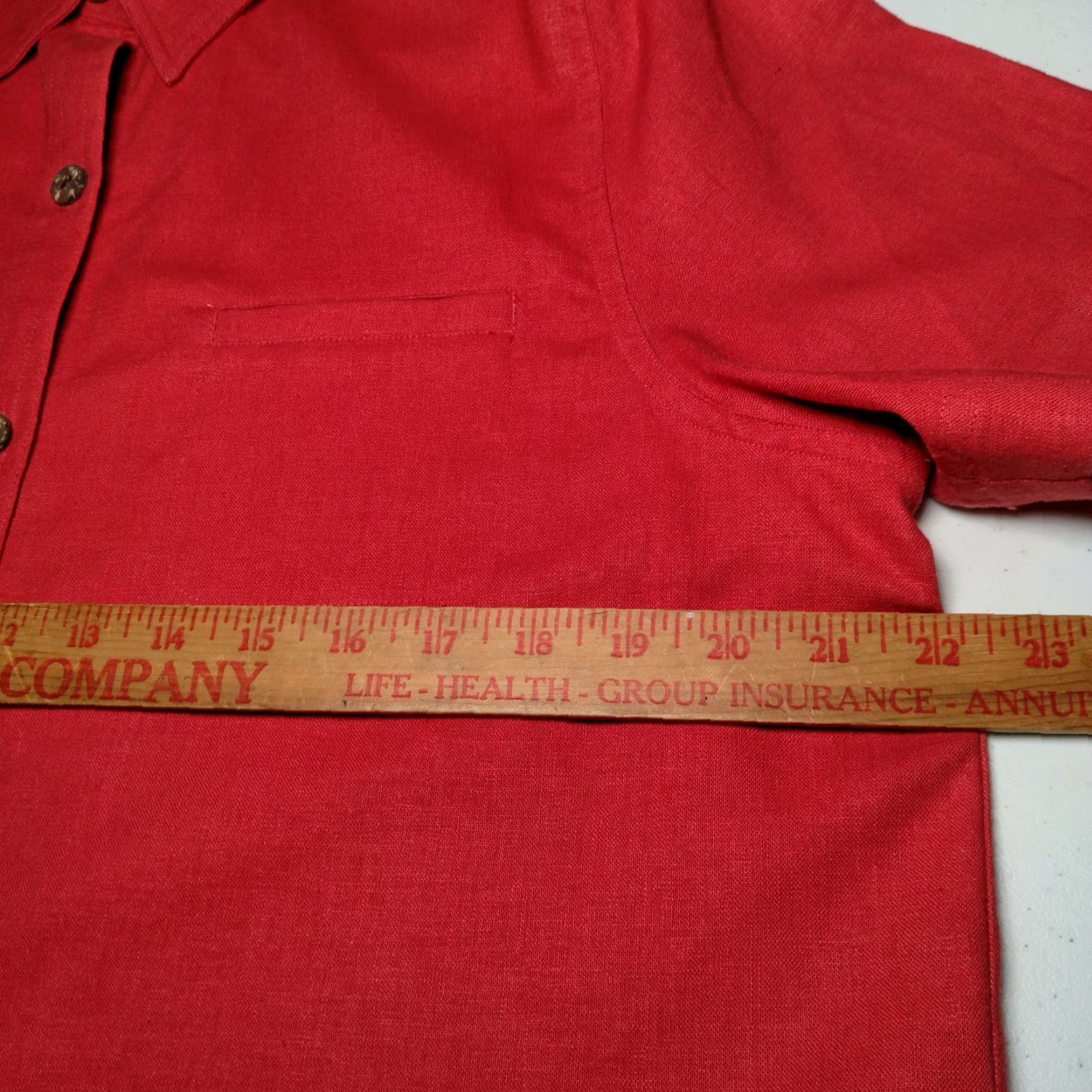 Vintage Appleseed's Blouse Women Size 12 Salmon Linen Rayon Short Sleeve Collared Button-Front Professional Business Casual Classic Capsule Wardrobe Womens Size XL / US 12-14 / IT 48-50 - 5 Thumbnail