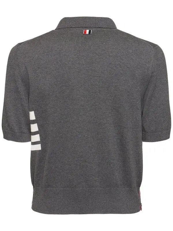 Thom Browne o1s22i1n1124 4-Bar knit Polo Shirt in Grey Size US L / EU 52-54 / 3 - 5 Thumbnail