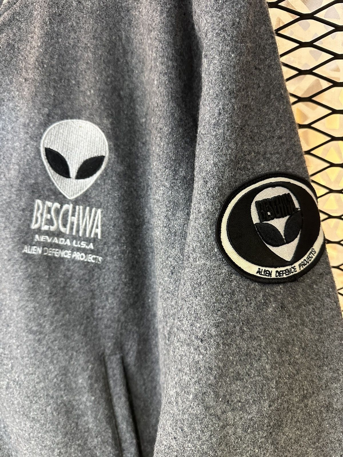 image of Alien Workshop x Vintage Beschwa Varsity Jacket in Grey, Men's (Size Large)