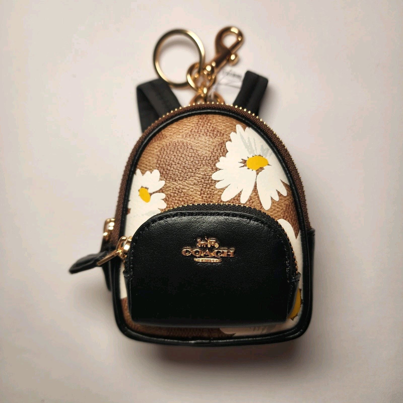 Coach CZ602 Mini Court Backpack CHARM Signature FLORAL KHAKI