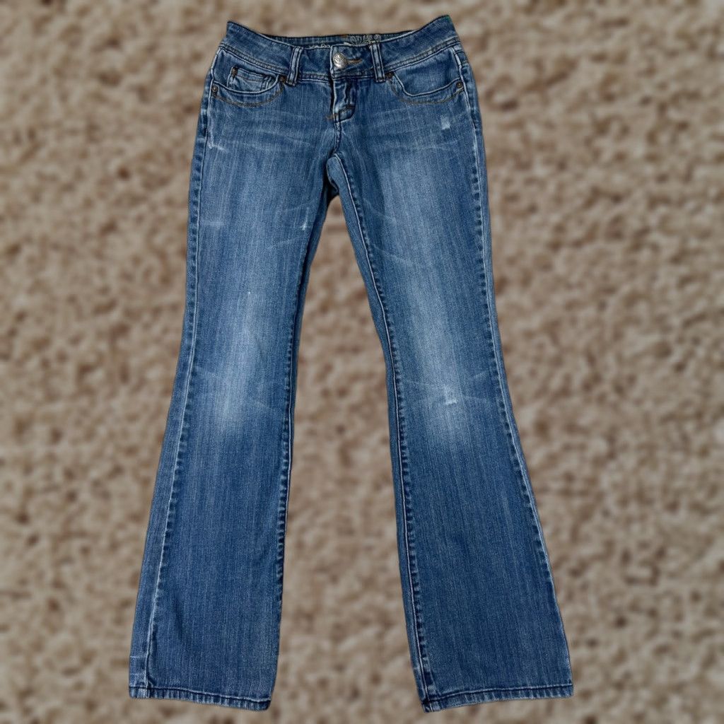 Denime Refuge Jeans Womens 3 Blue Denim Bootcut Flare Cotton 25x32 Denim Jeans Baggy Stretch Embroidered 5-Pocket solid Blue Ladies Size 26" / US 2 / IT 38 - 1 Thumbnail
