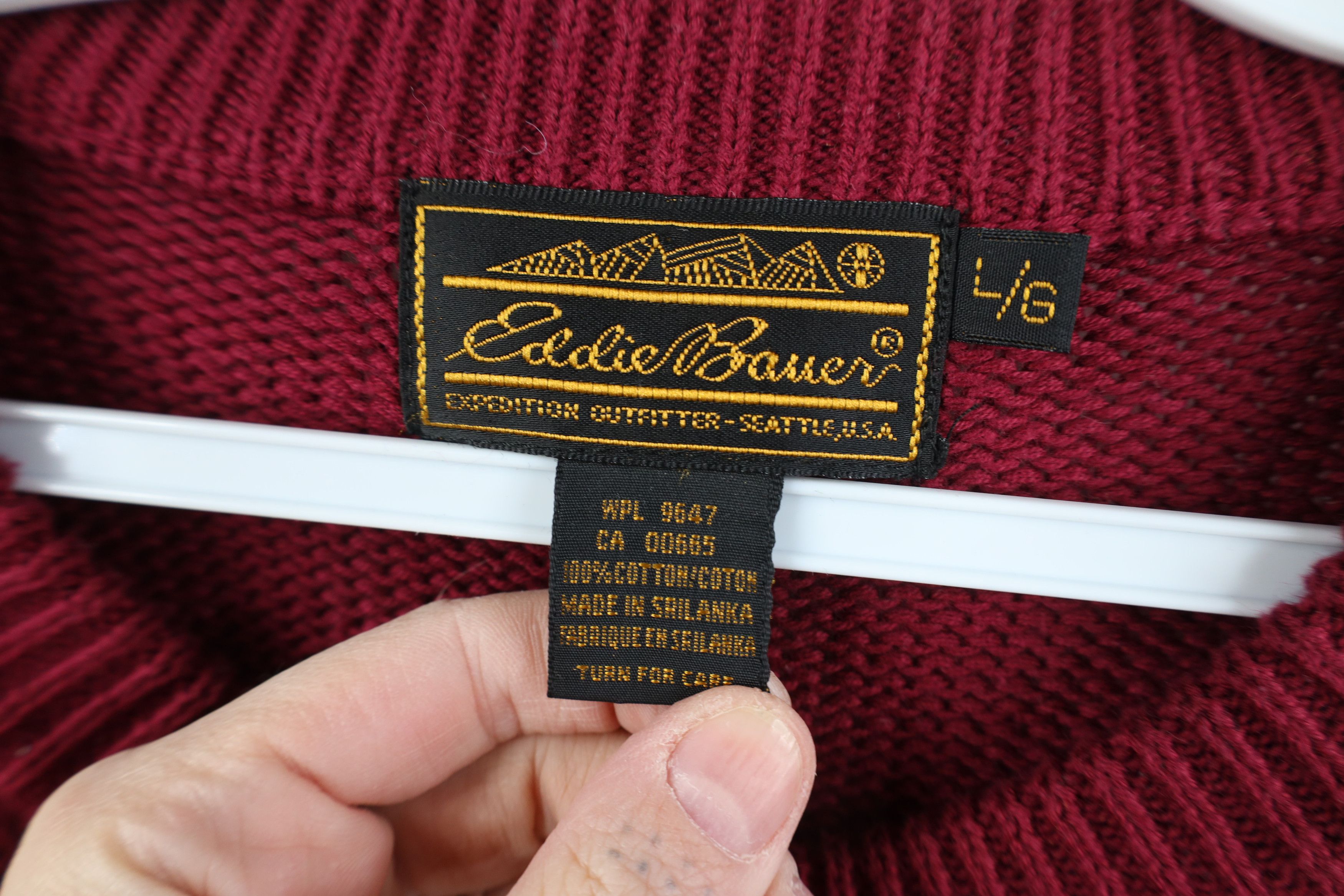 Eddie Bauer Vintage 90s Eddie Bauer Cotton Knit Crewneck Sweater Maroon Size US L / EU 52-54 / 3 - 8 Thumbnail