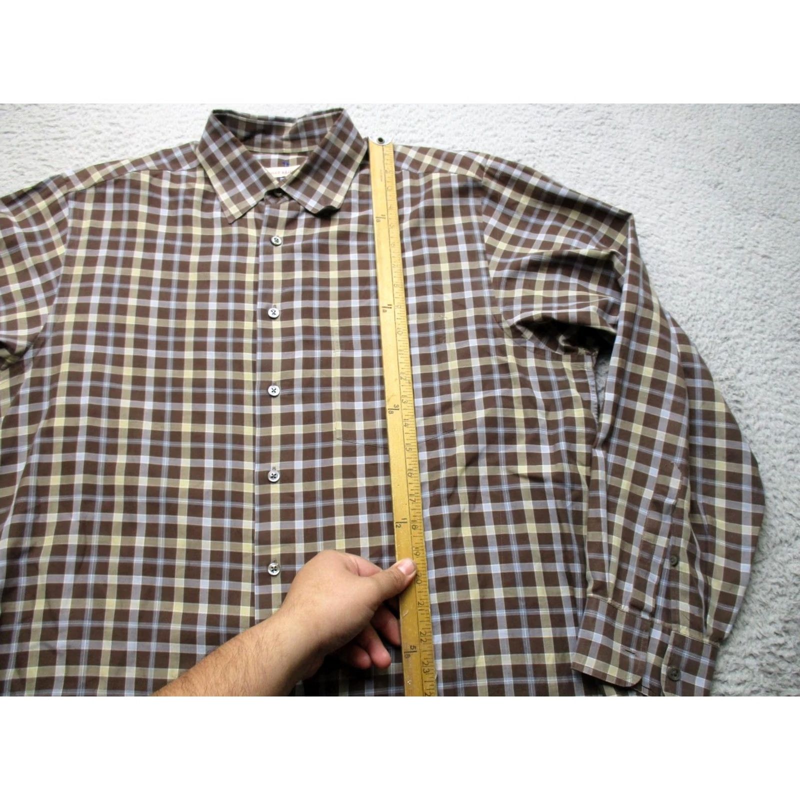 Billy Reid Billy Reid Shirt Mens XL Brown Plaid Button Front Long Sleeve Made In Italy Size US XL / EU 56 / 4 - 5 Thumbnail